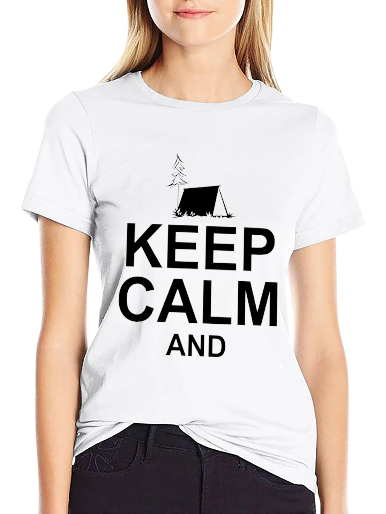 Keep Calm Camping Tee - Black Cotton T-Shirt