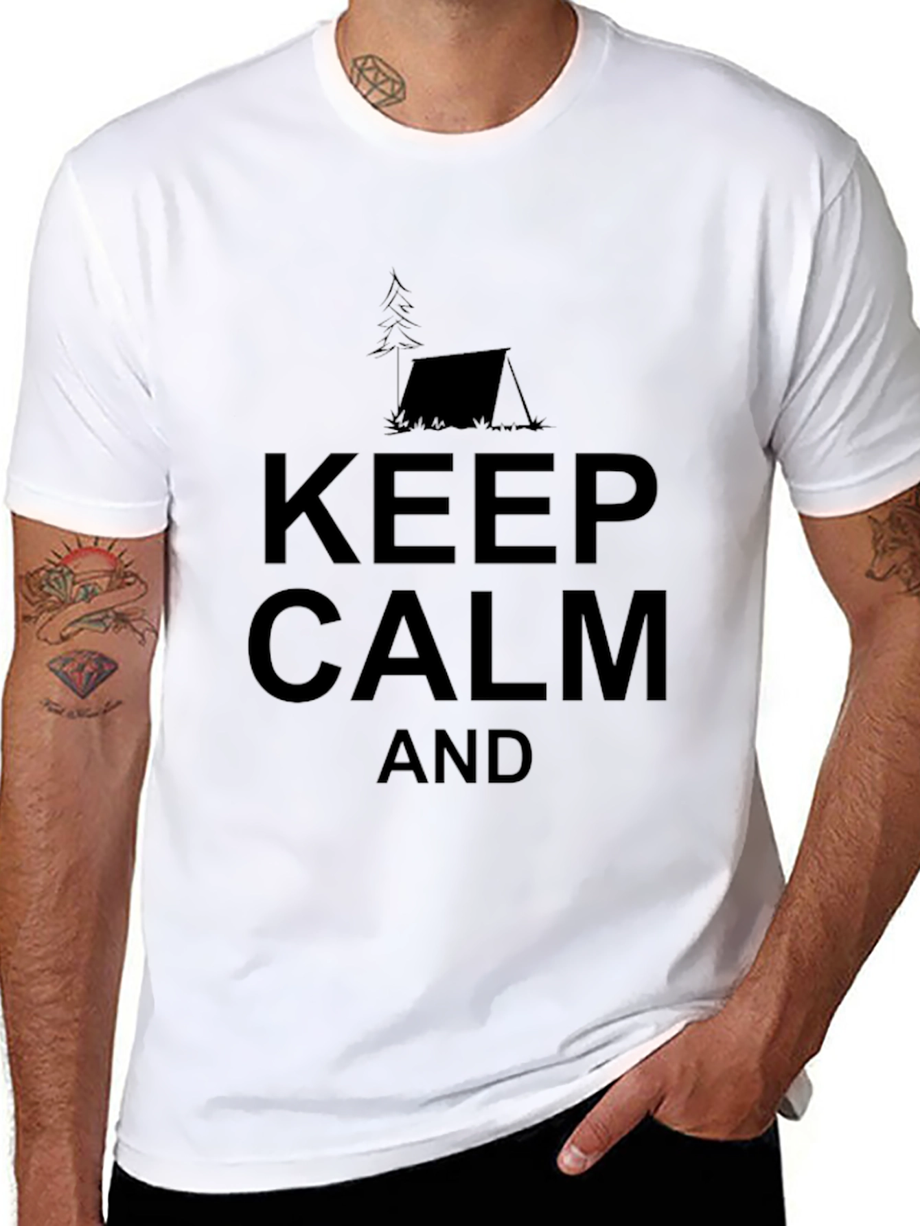 Keep Calm Camping Tee - Black Cotton T-Shirt