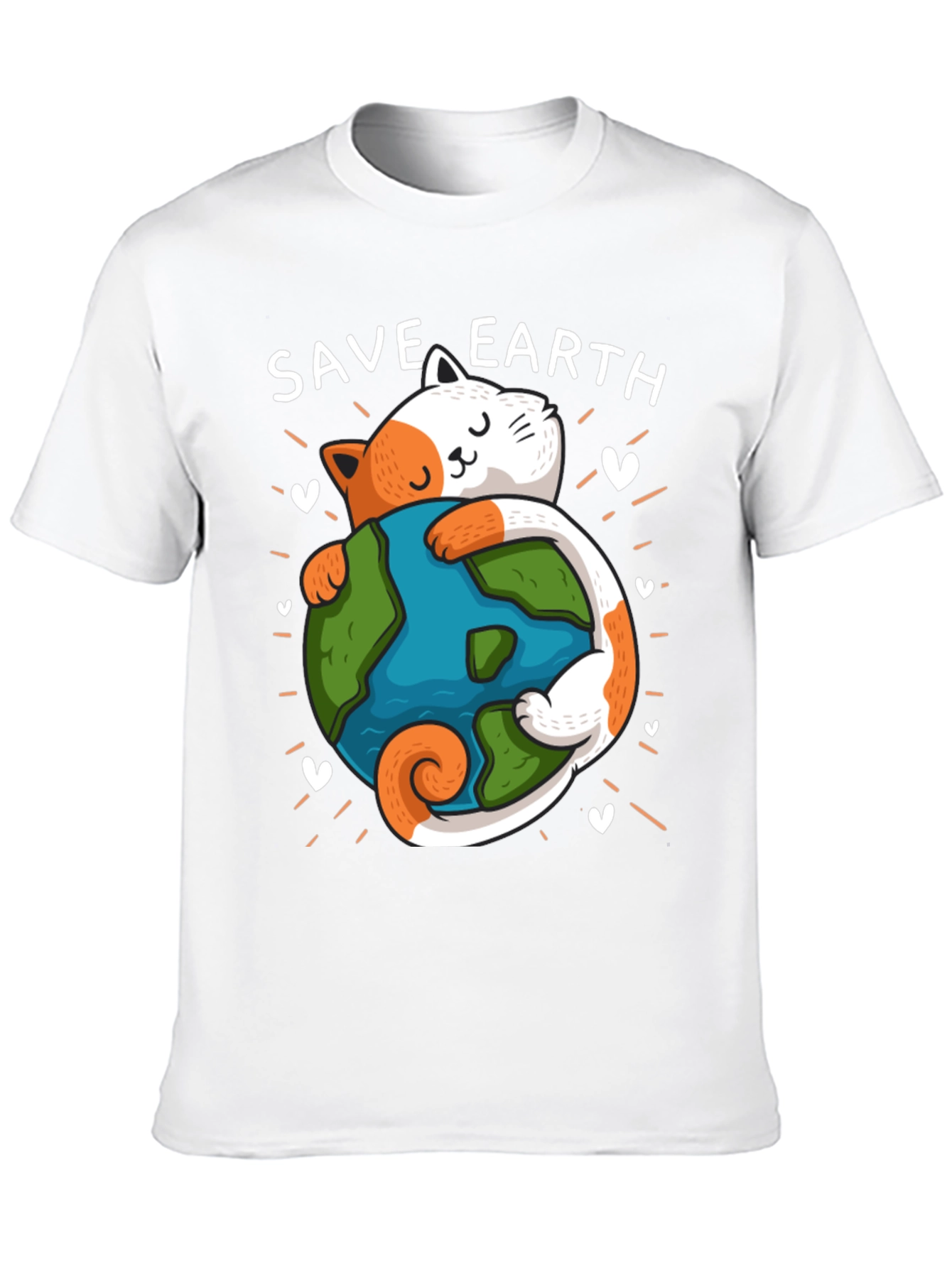 Save Earth Cat T-Shirt - Environmental Awareness Tee