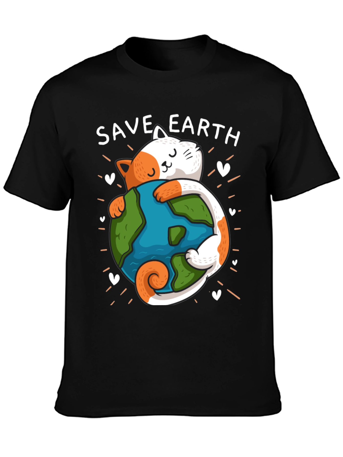 Save Earth Cat T-Shirt - Environmental Awareness Tee