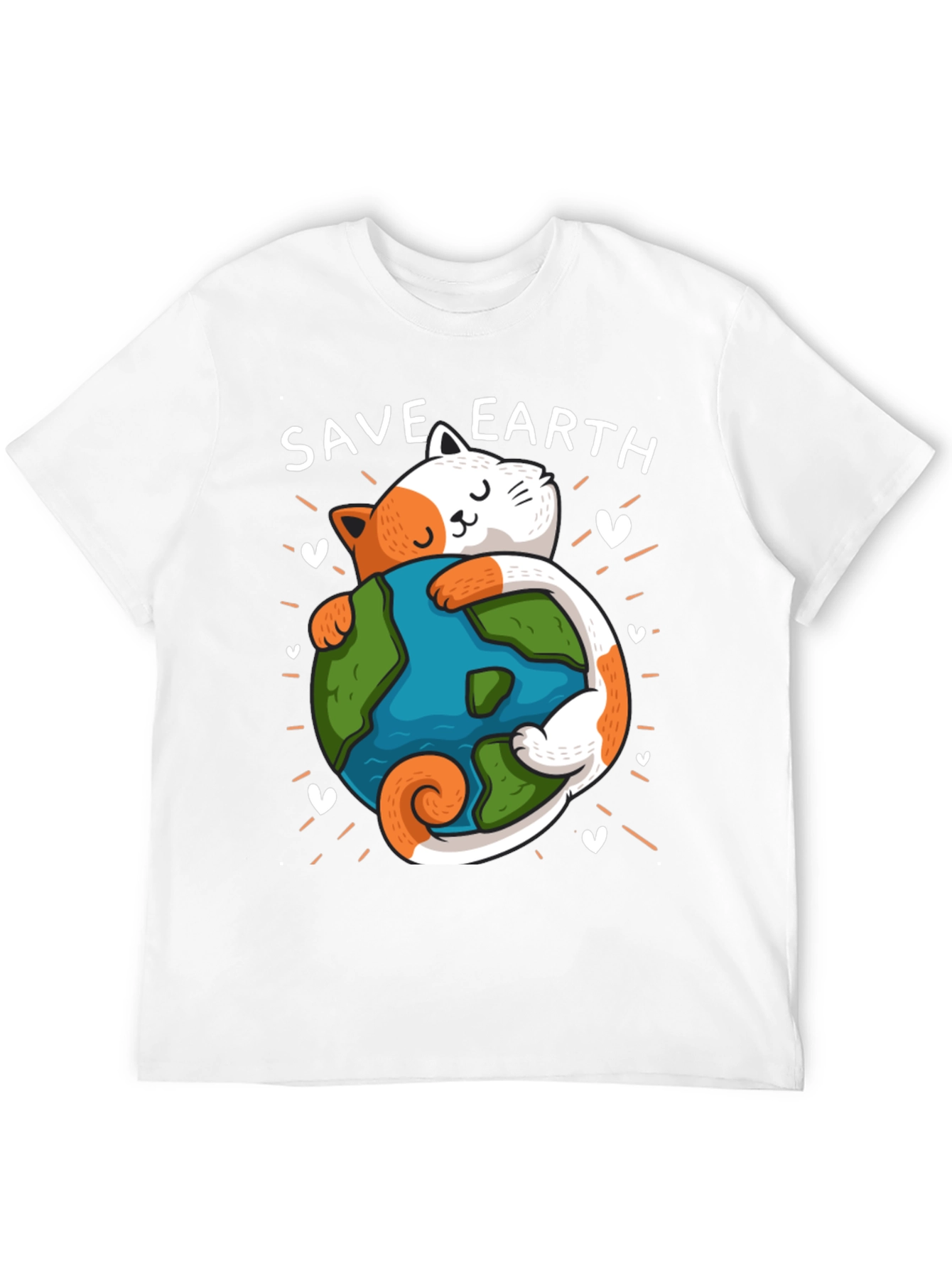 Save Earth Cat T-Shirt - Environmental Awareness Tee