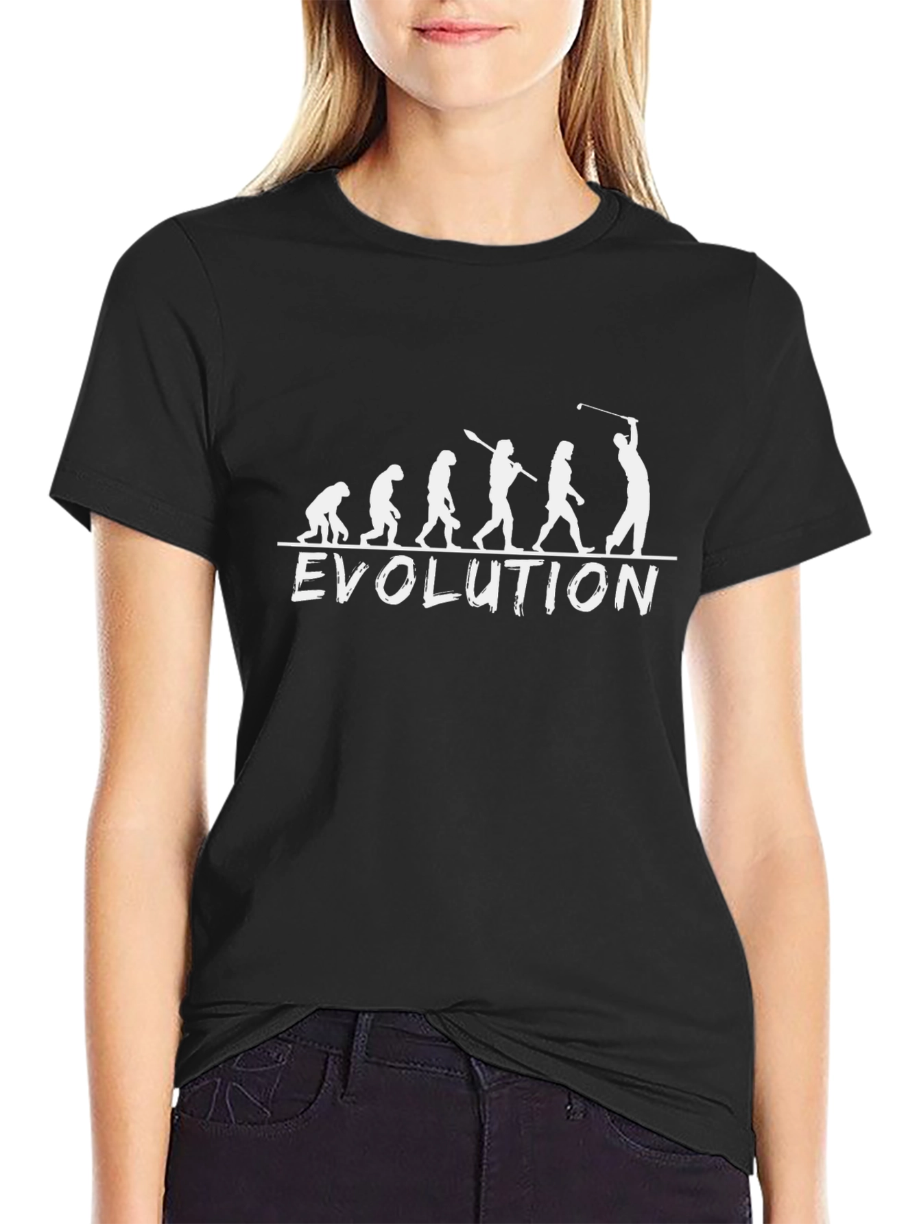 Evolution of Golfing T-Shirt - Black Cotton Tee