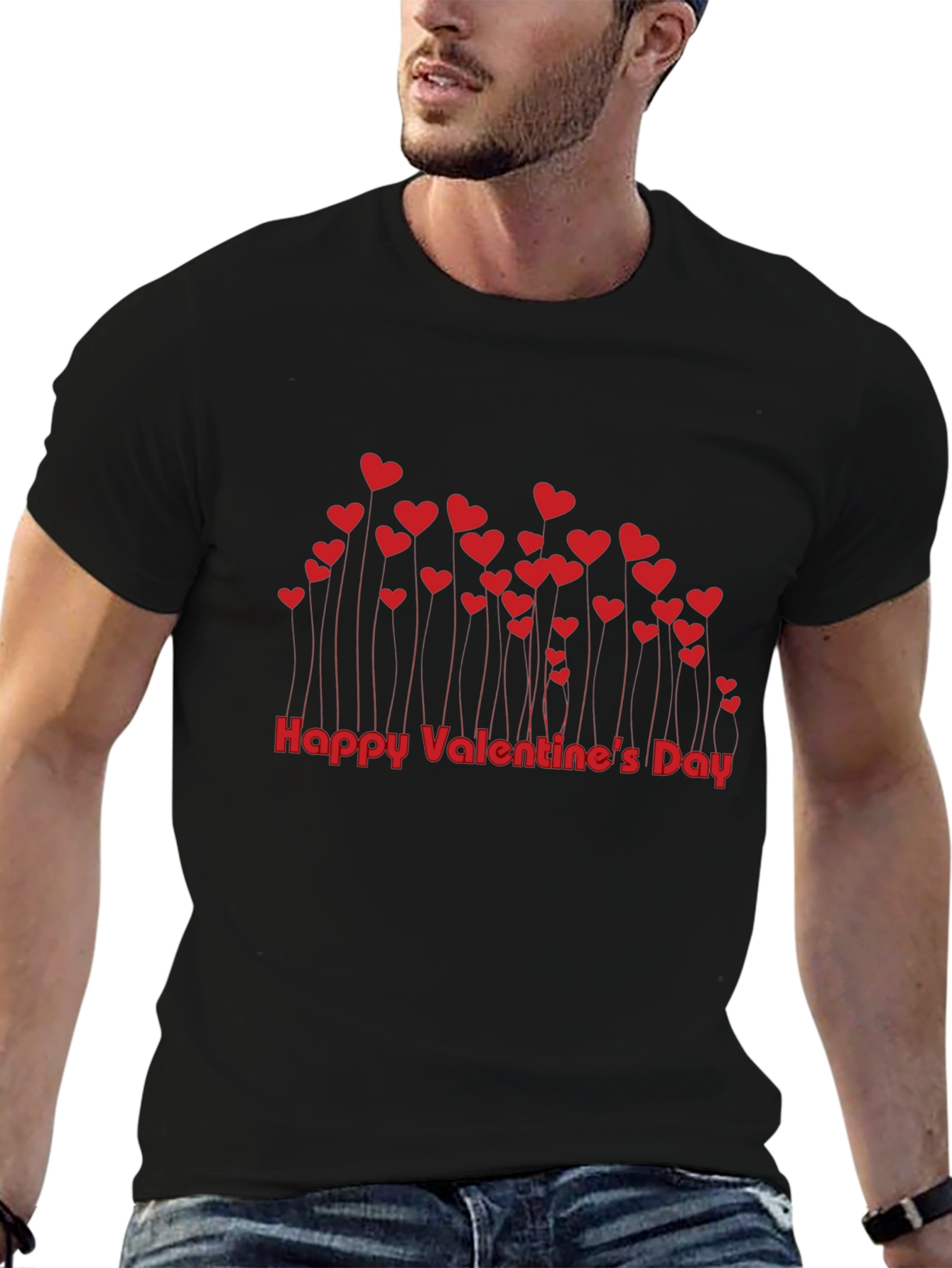 Valentines Day Heart Tee - Black