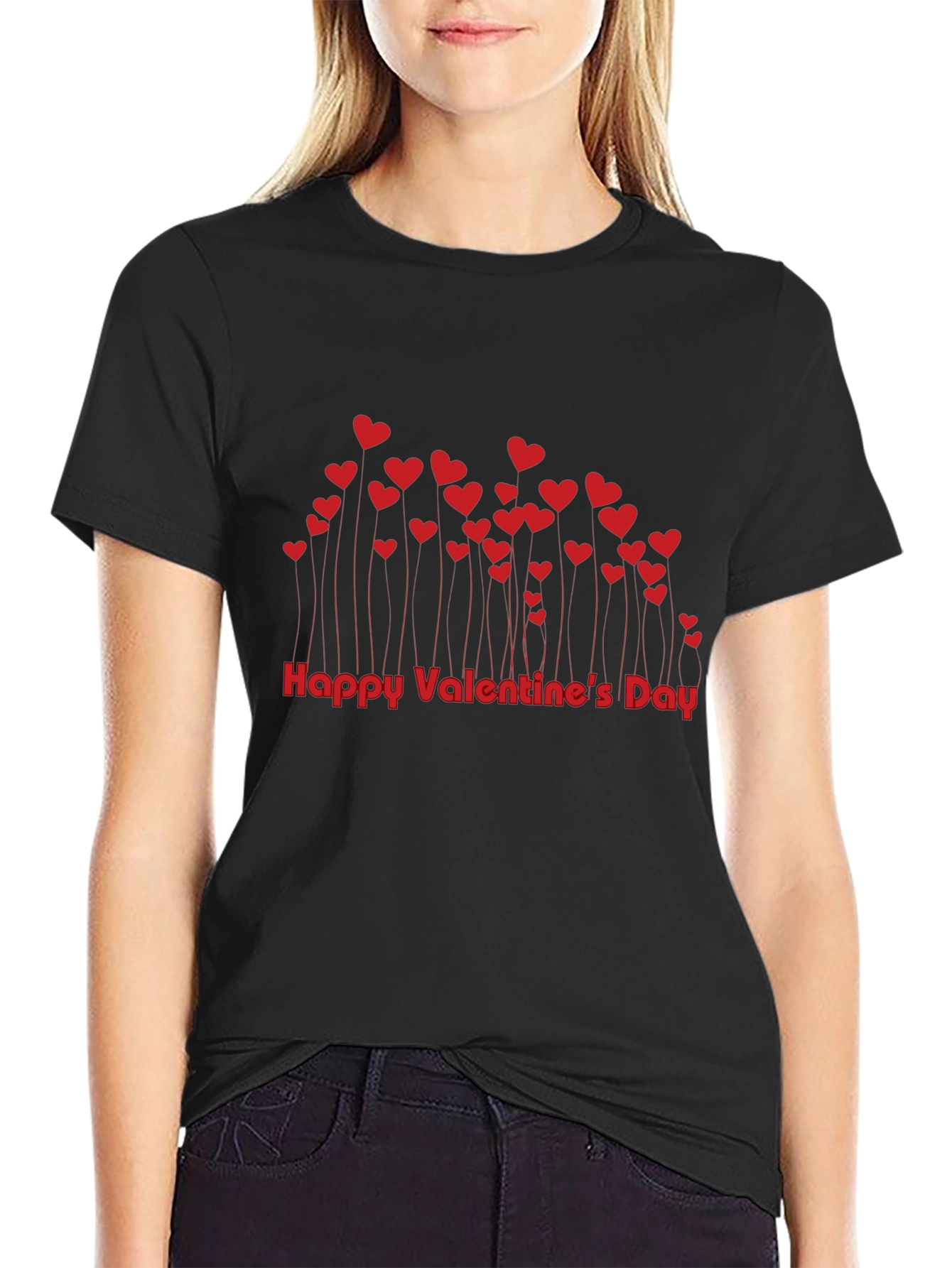 Valentines Day Heart Tee - Black