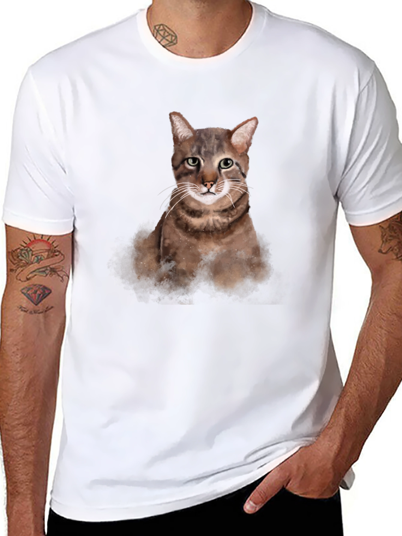 Cat Portrait Graphic T-Shirt - Unisex Casual Tee