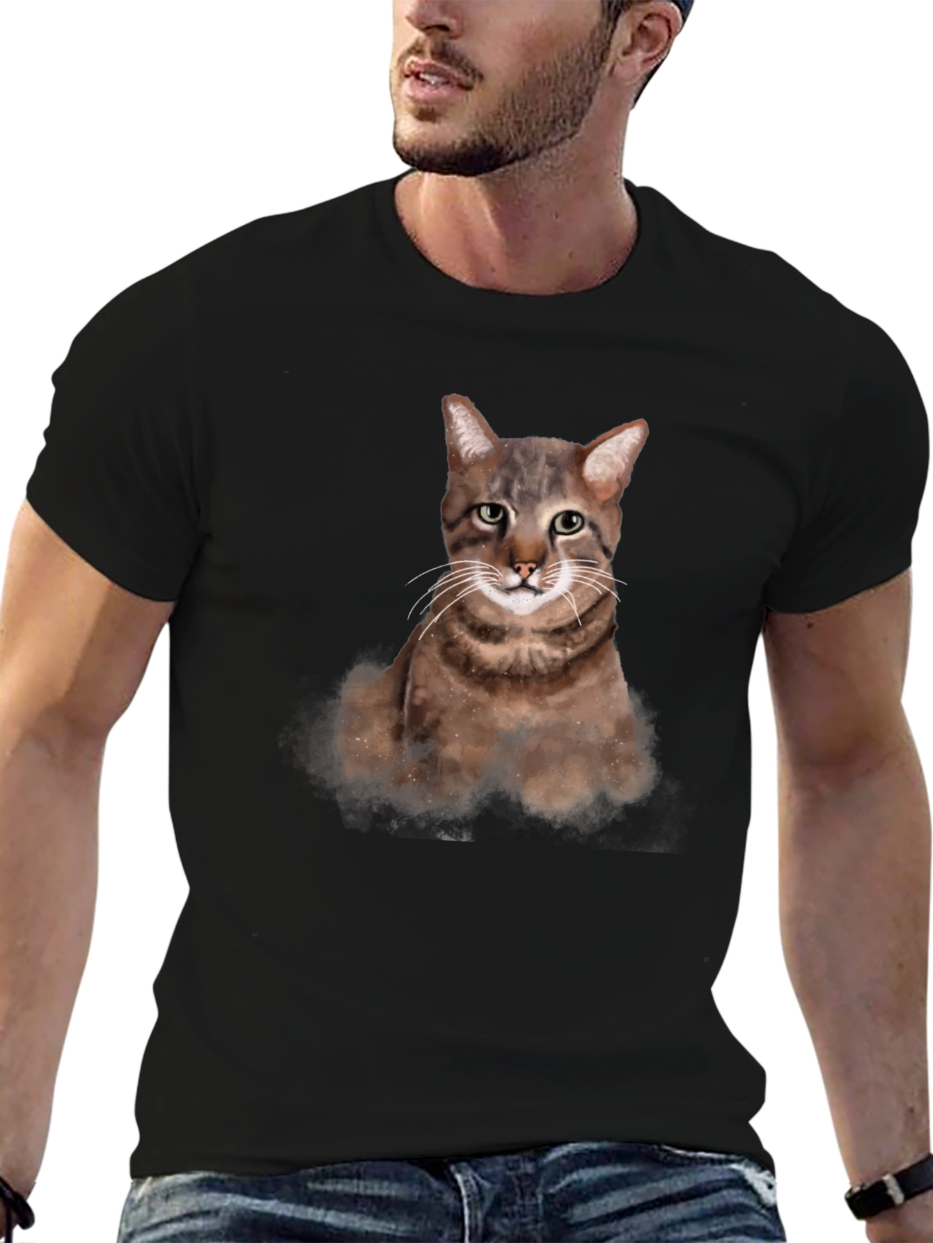 Cat Portrait Graphic T-Shirt - Unisex Casual Tee
