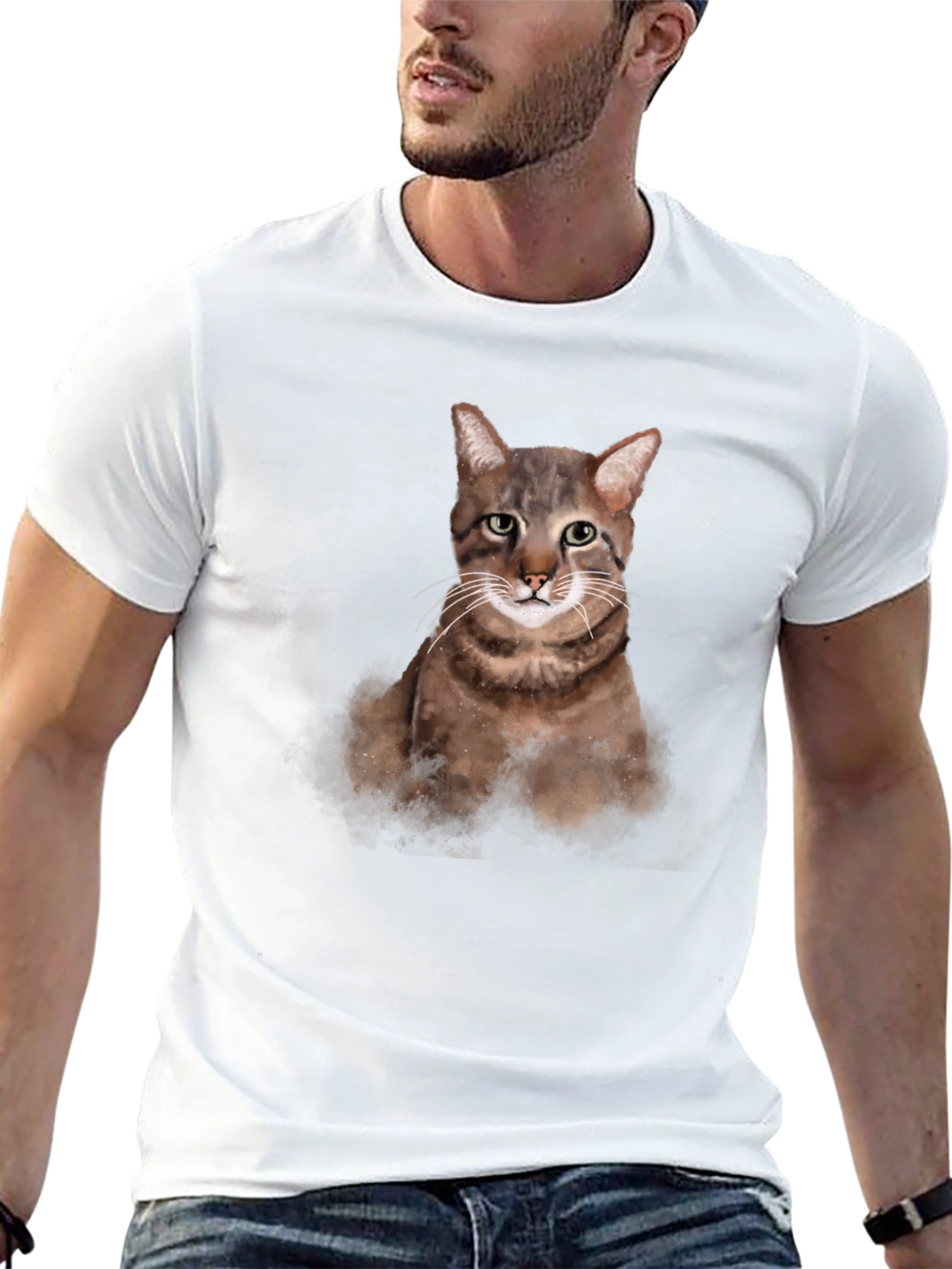Cat Portrait Graphic T-Shirt - Unisex Casual Tee