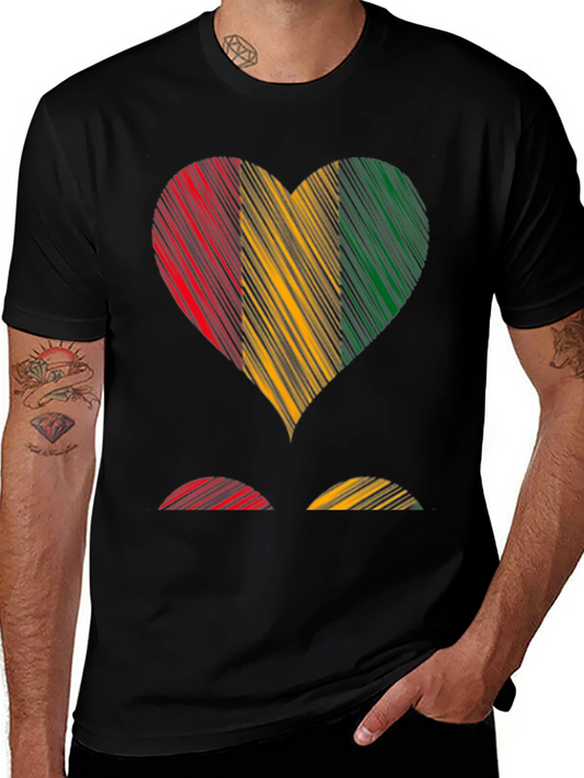 Heart Flag Graphic Tee - Casual Cotton T-Shirt
