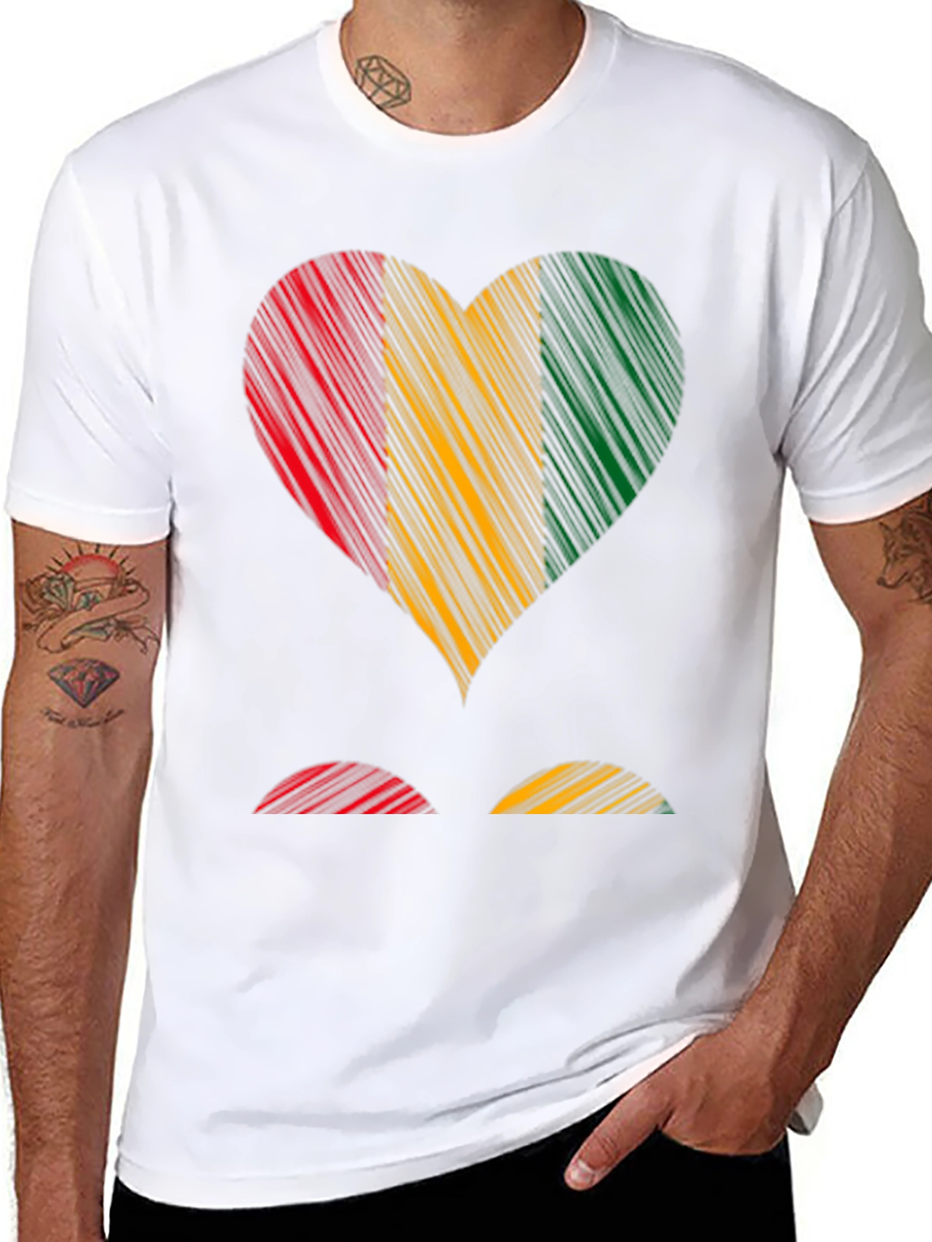 Heart Flag Graphic Tee - Casual Cotton T-Shirt