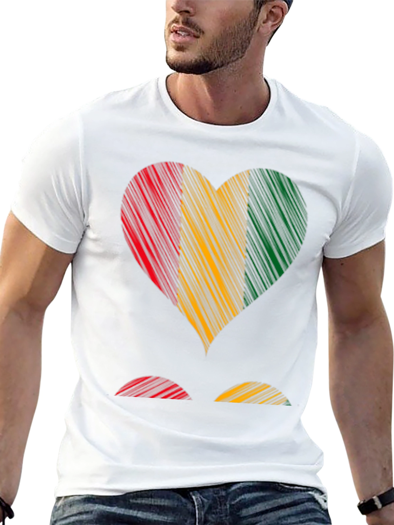 Heart Flag Graphic Tee - Casual Cotton T-Shirt