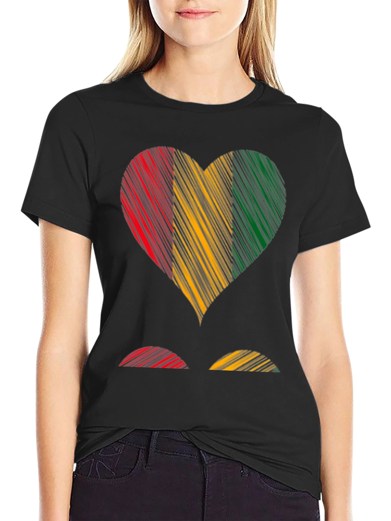 Heart Flag Graphic Tee - Casual Cotton T-Shirt