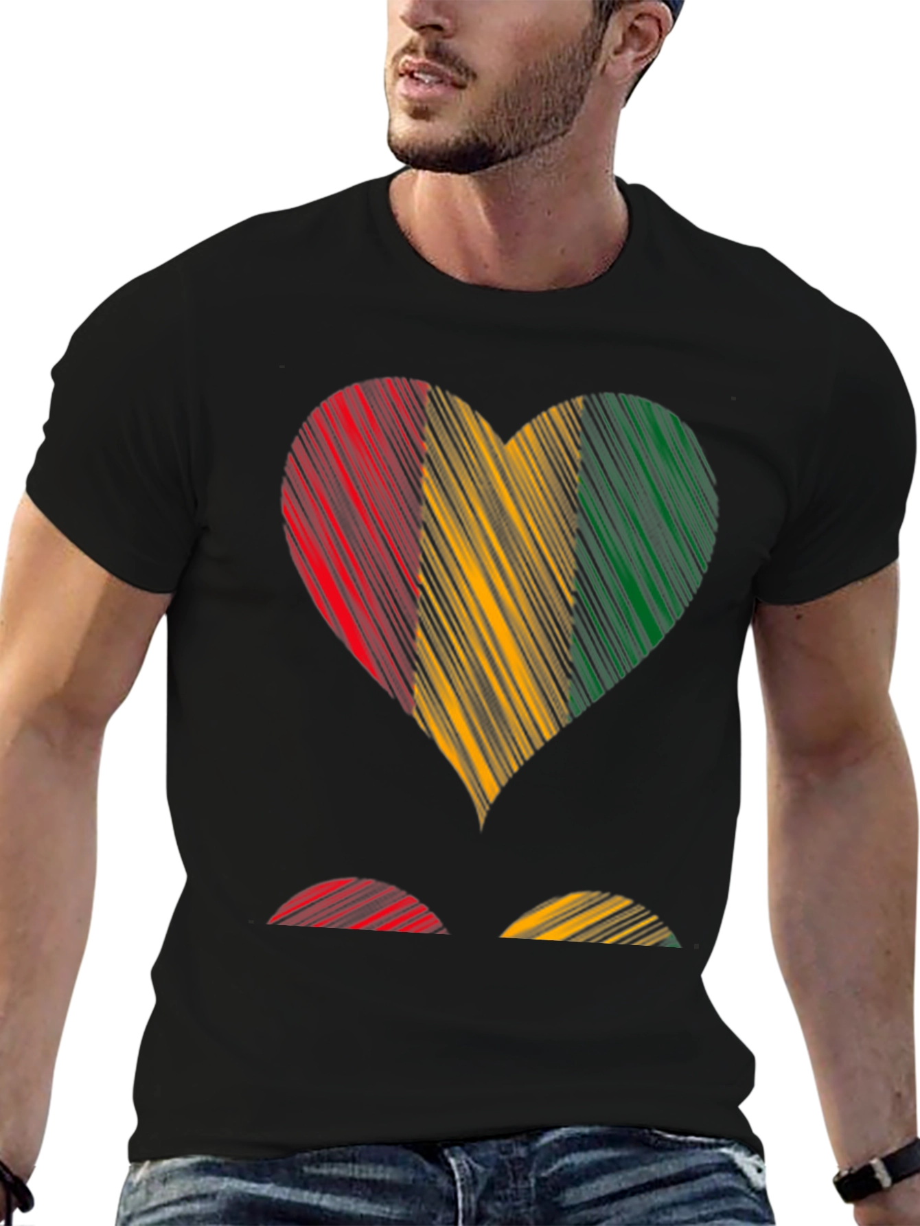 Heart Flag Graphic Tee - Casual Cotton T-Shirt