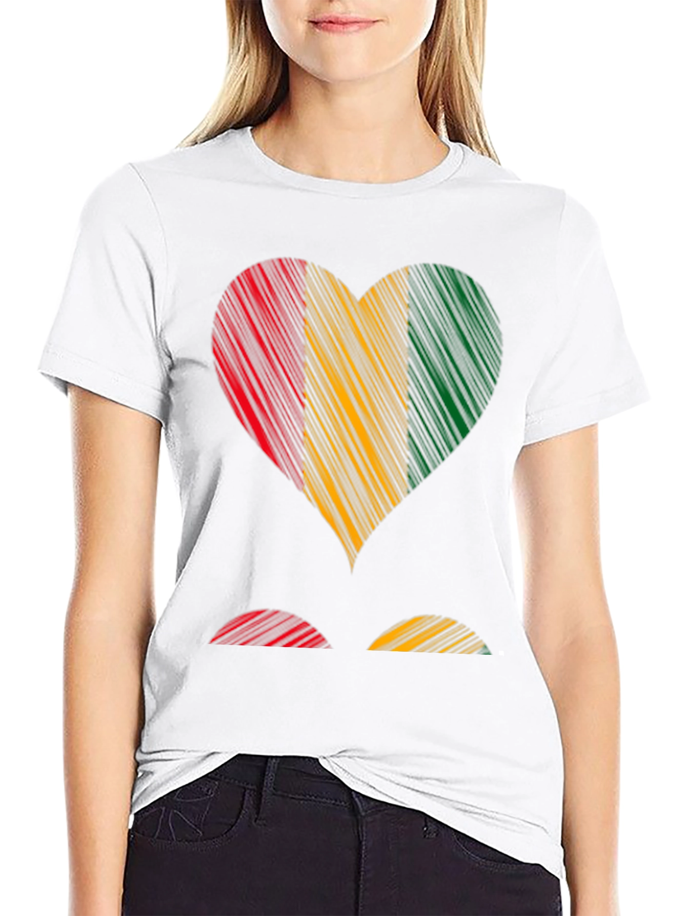 Heart Flag Graphic Tee - Casual Cotton T-Shirt