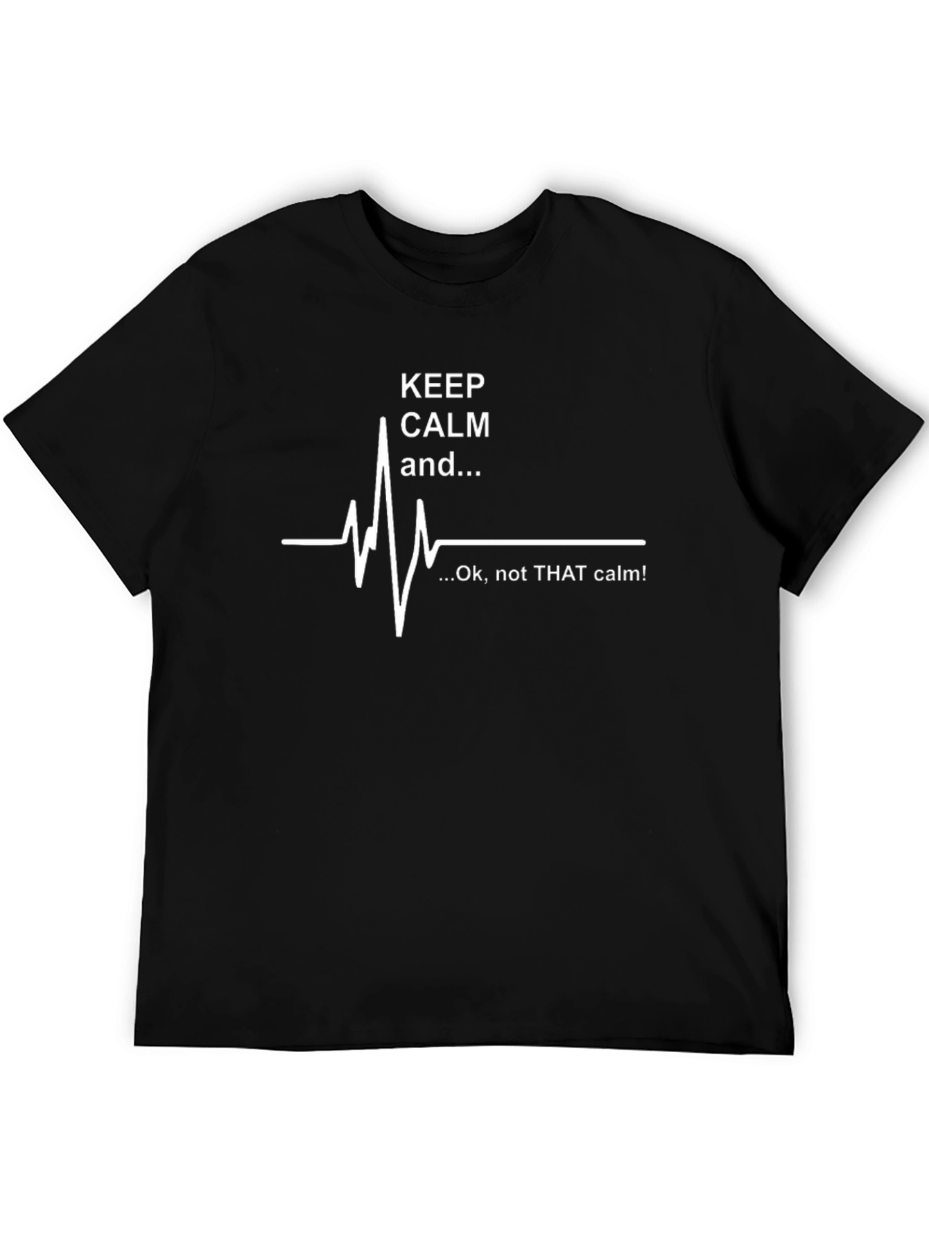 Keep Calm ECG Black T-Shirt - Mens