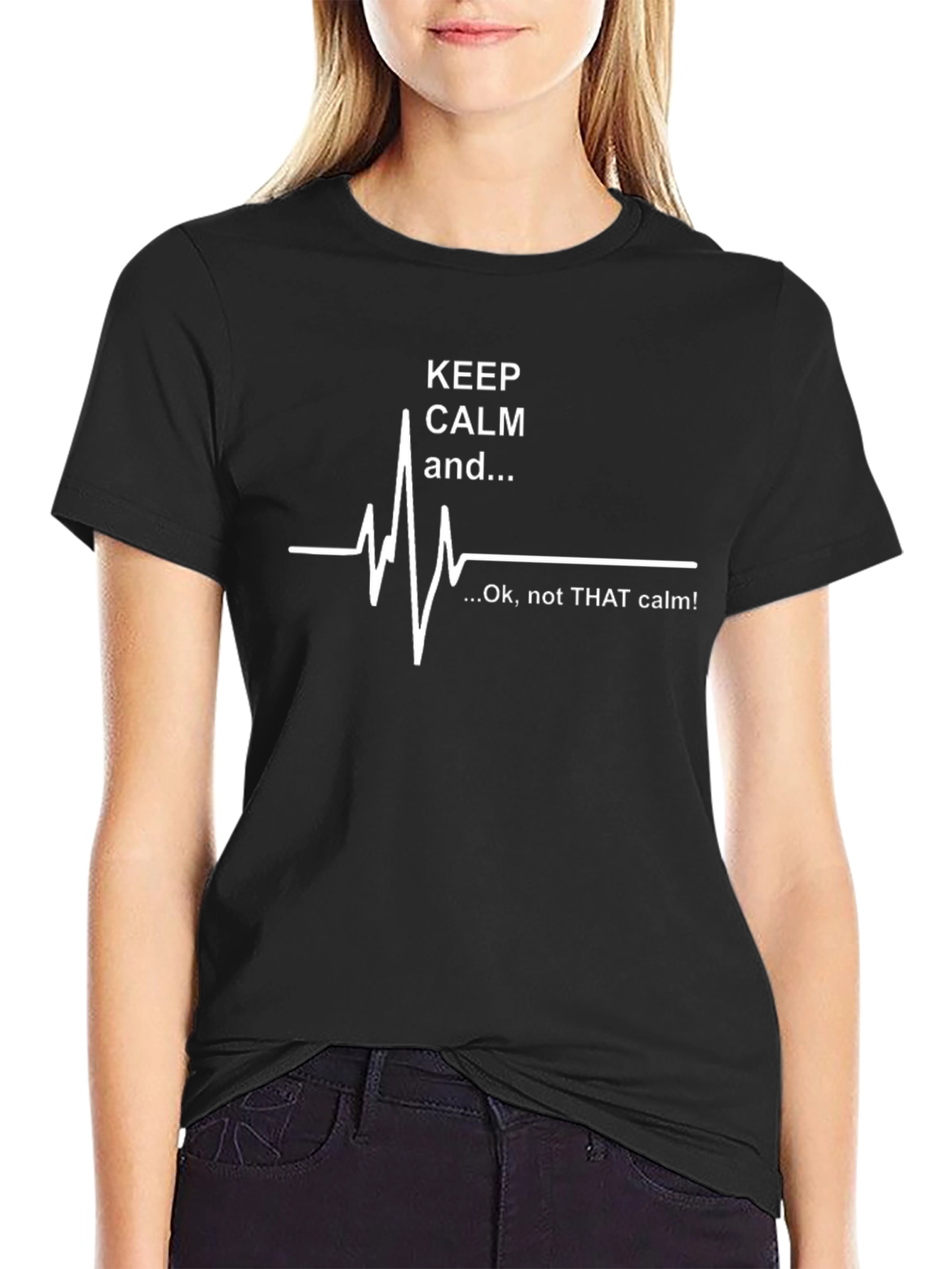 Keep Calm ECG Black T-Shirt - Mens