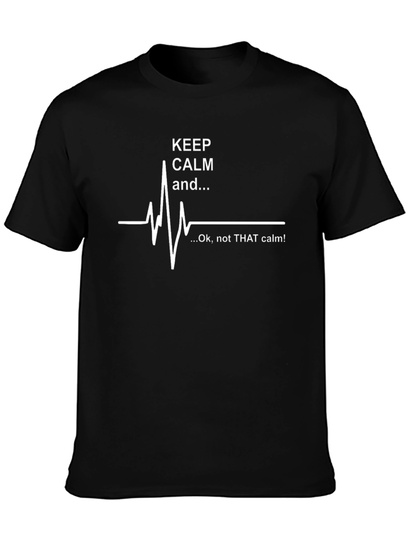 Keep Calm ECG Black T-Shirt - Mens