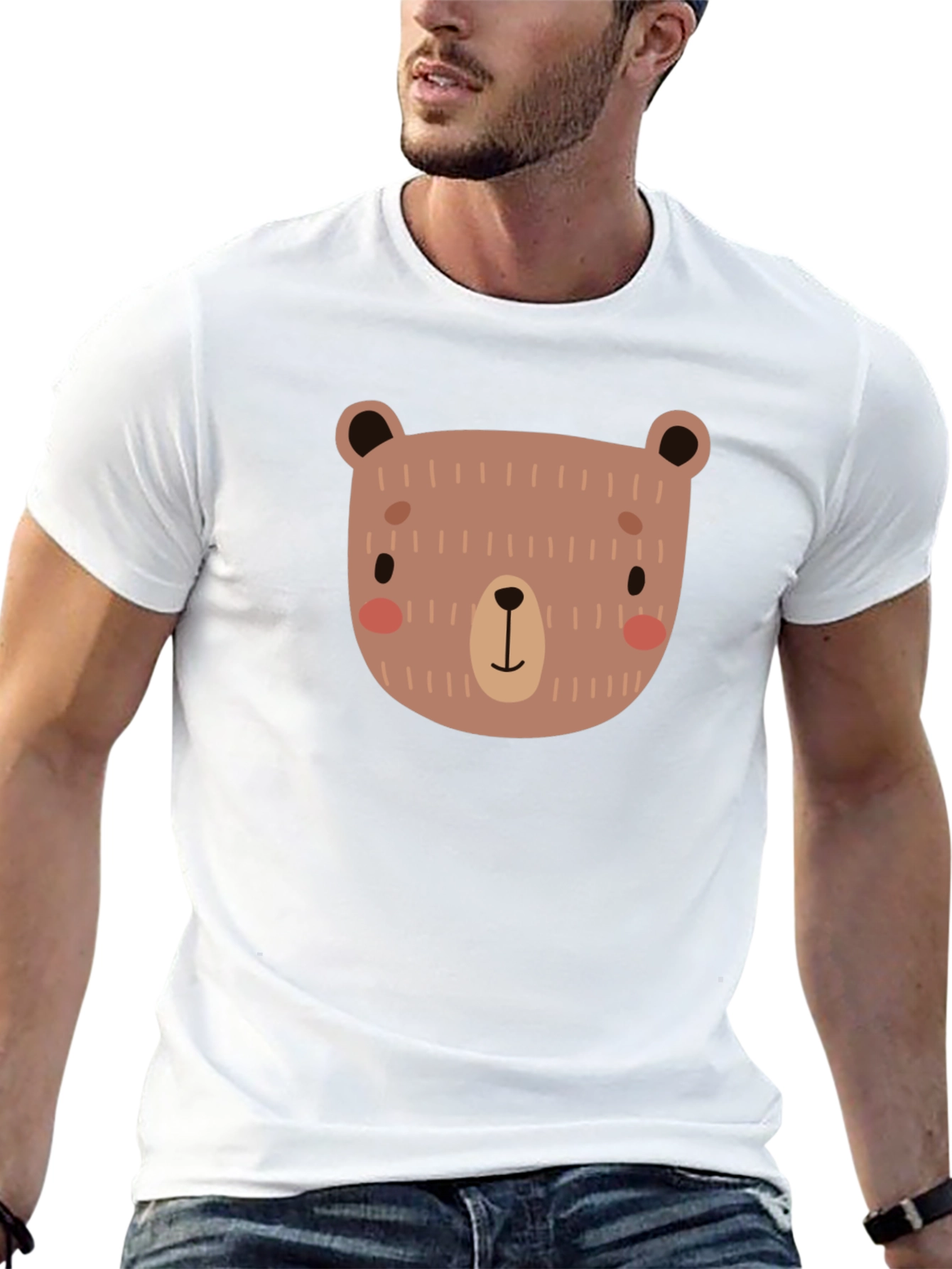 Cute Bear Graphic Black T-Shirt