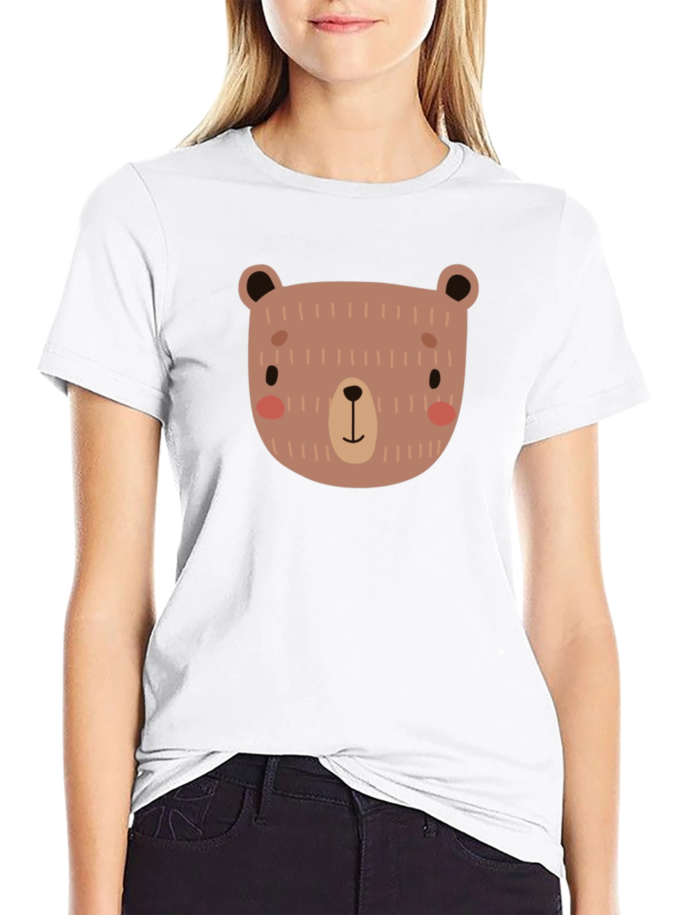 Cute Bear Graphic Black T-Shirt