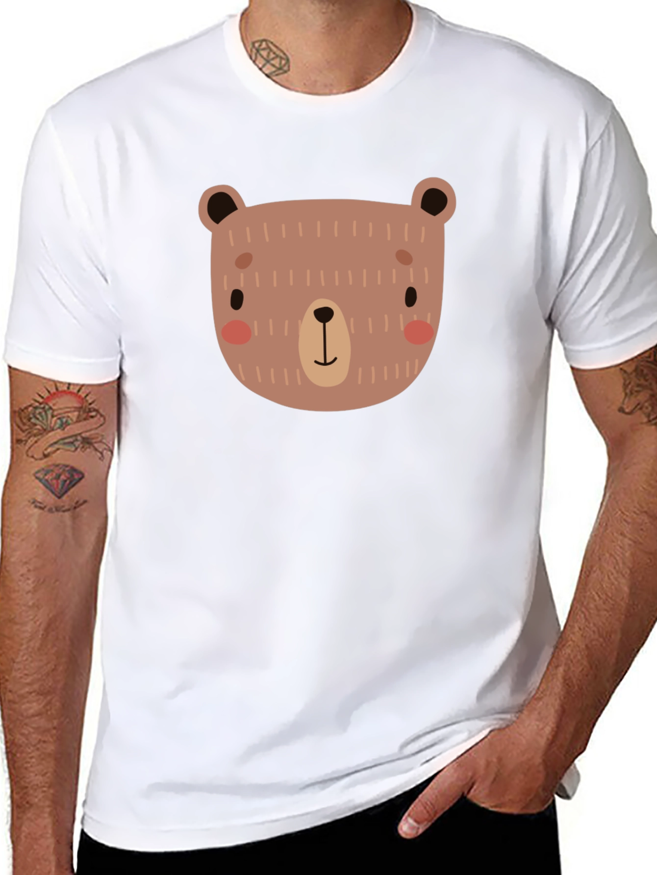 Cute Bear Graphic Black T-Shirt