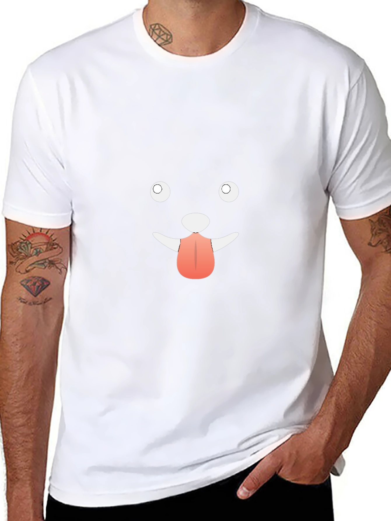 Funny Dog Face Graphic Black T-Shirt