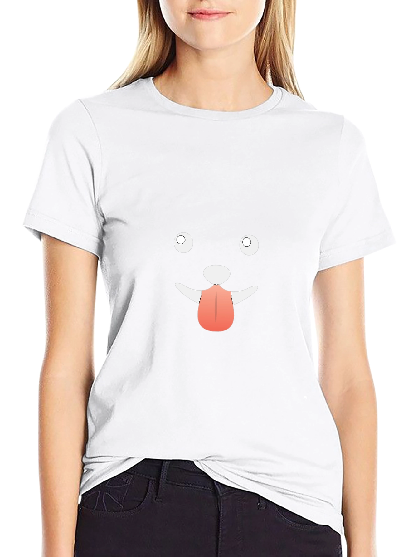 Funny Dog Face Graphic Black T-Shirt