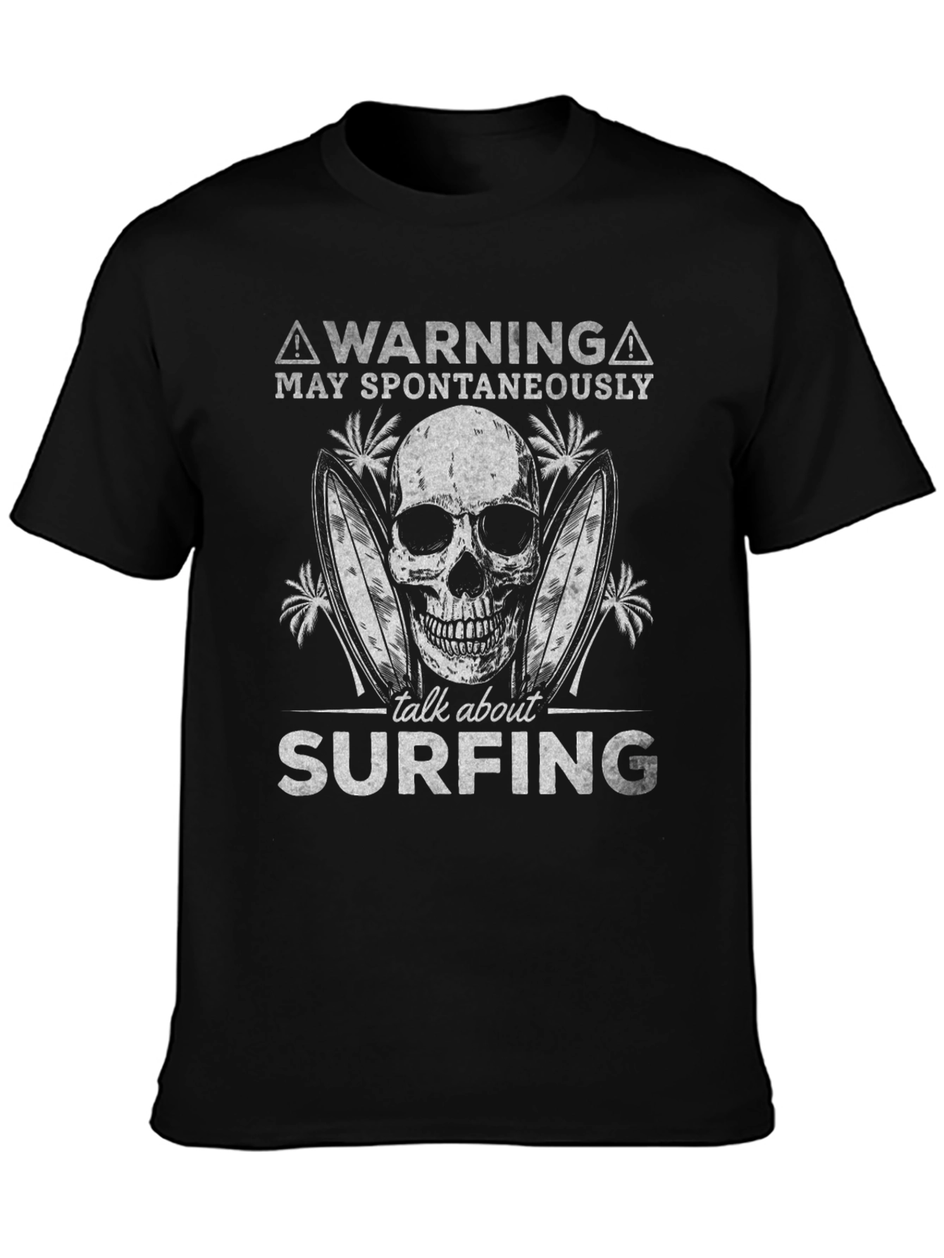 Warning Surfing Skull Graphic Tee