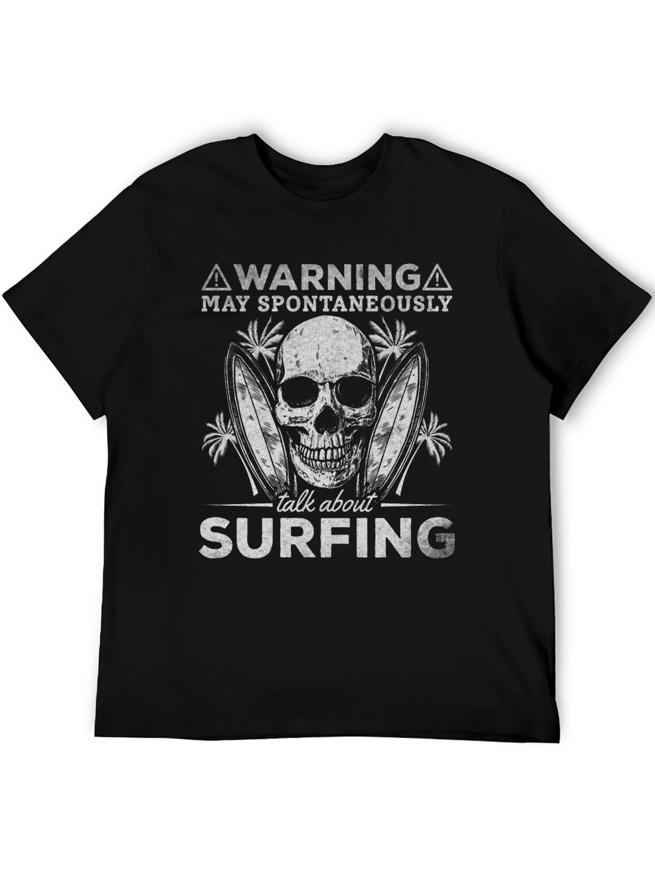 Warning Surfing Skull Graphic Tee