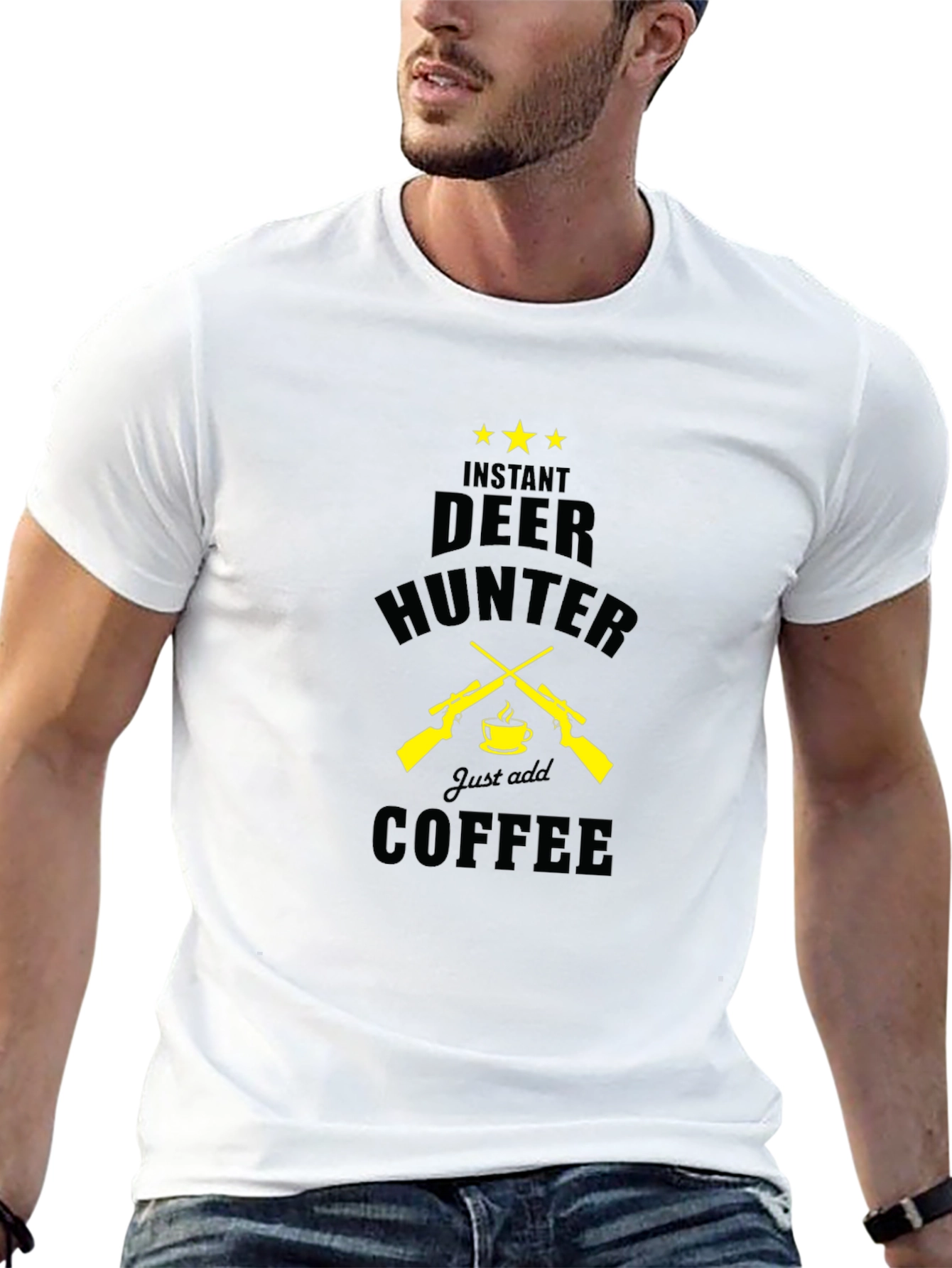 Instant Deer Hunter Just Add Coffee Black T-Shirt