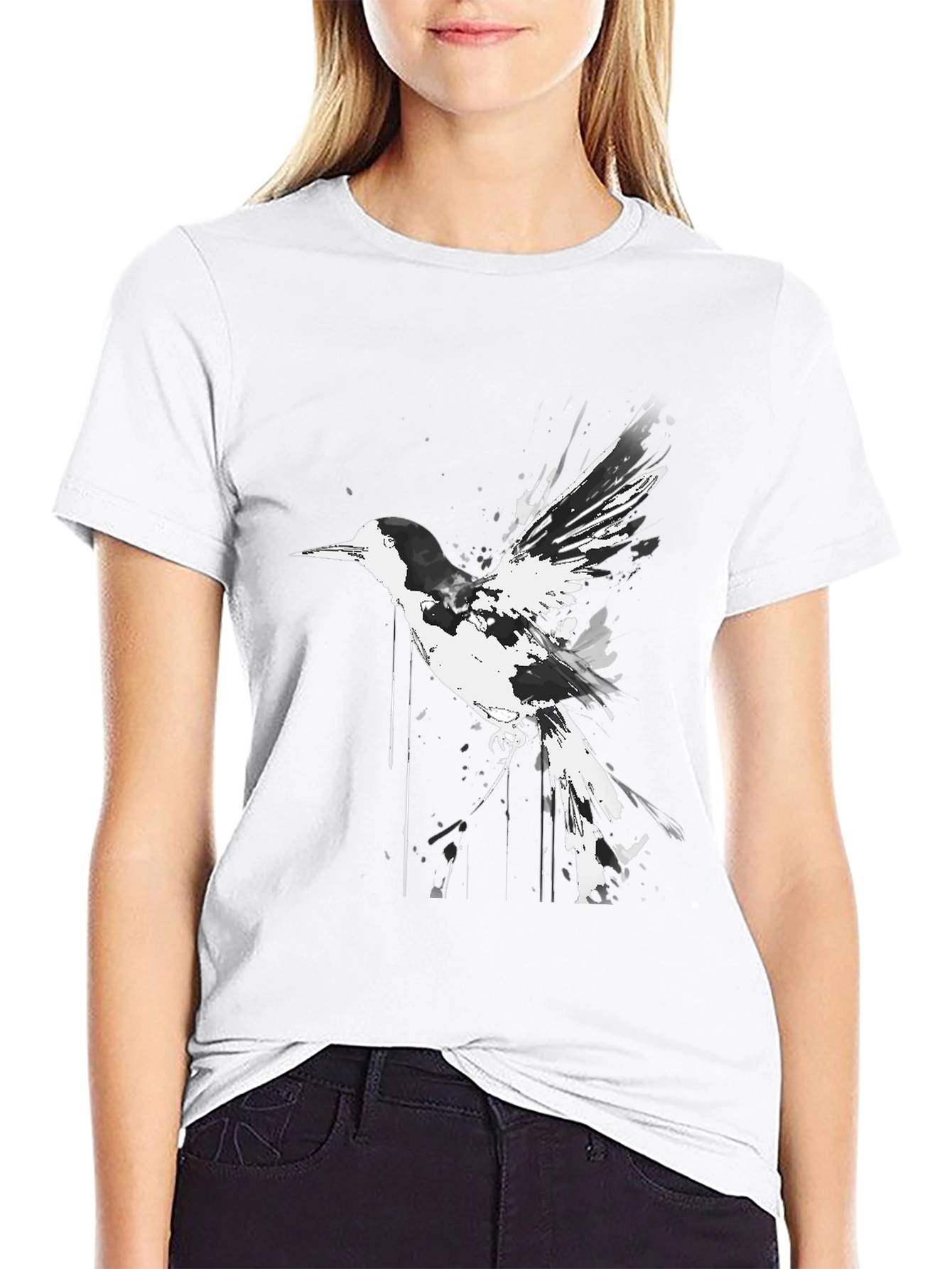 Bird Graphic T-Shirt - Black Cotton Tee