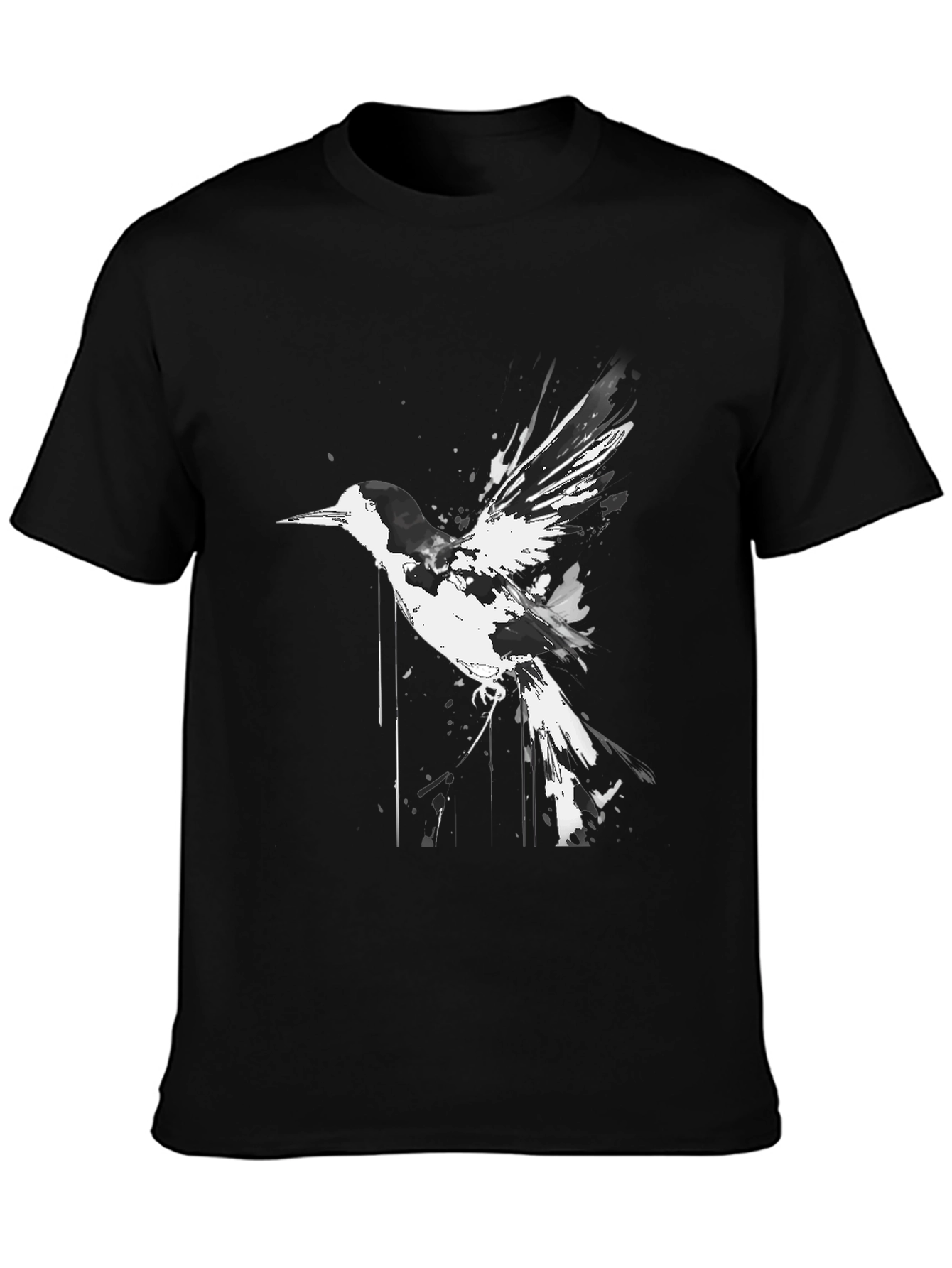 Bird Graphic T-Shirt - Black Cotton Tee