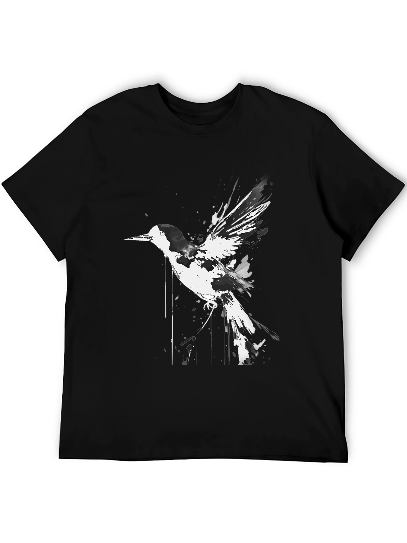 Bird Graphic T-Shirt - Black Cotton Tee