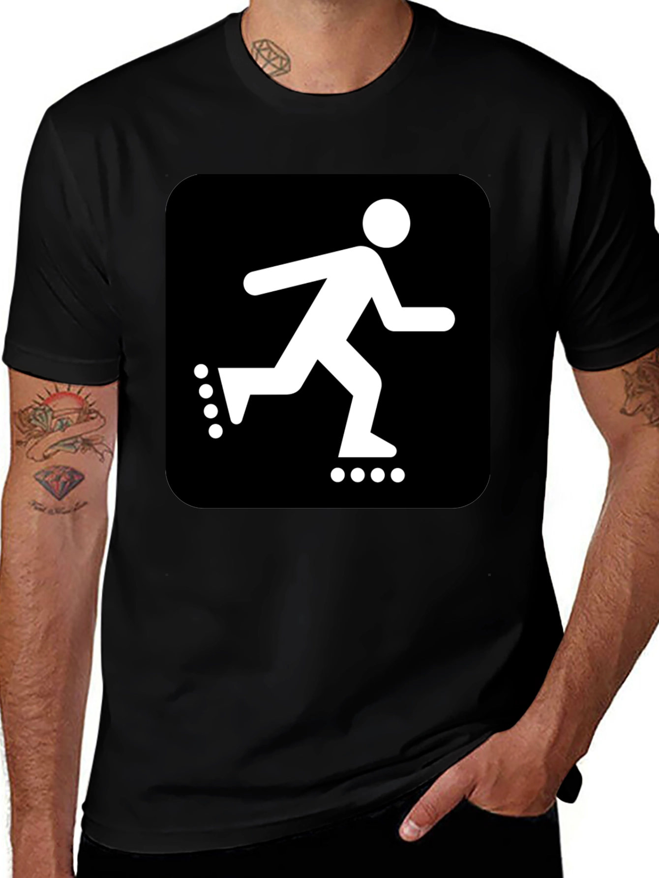 Roller Skater Graphic Black T-Shirt