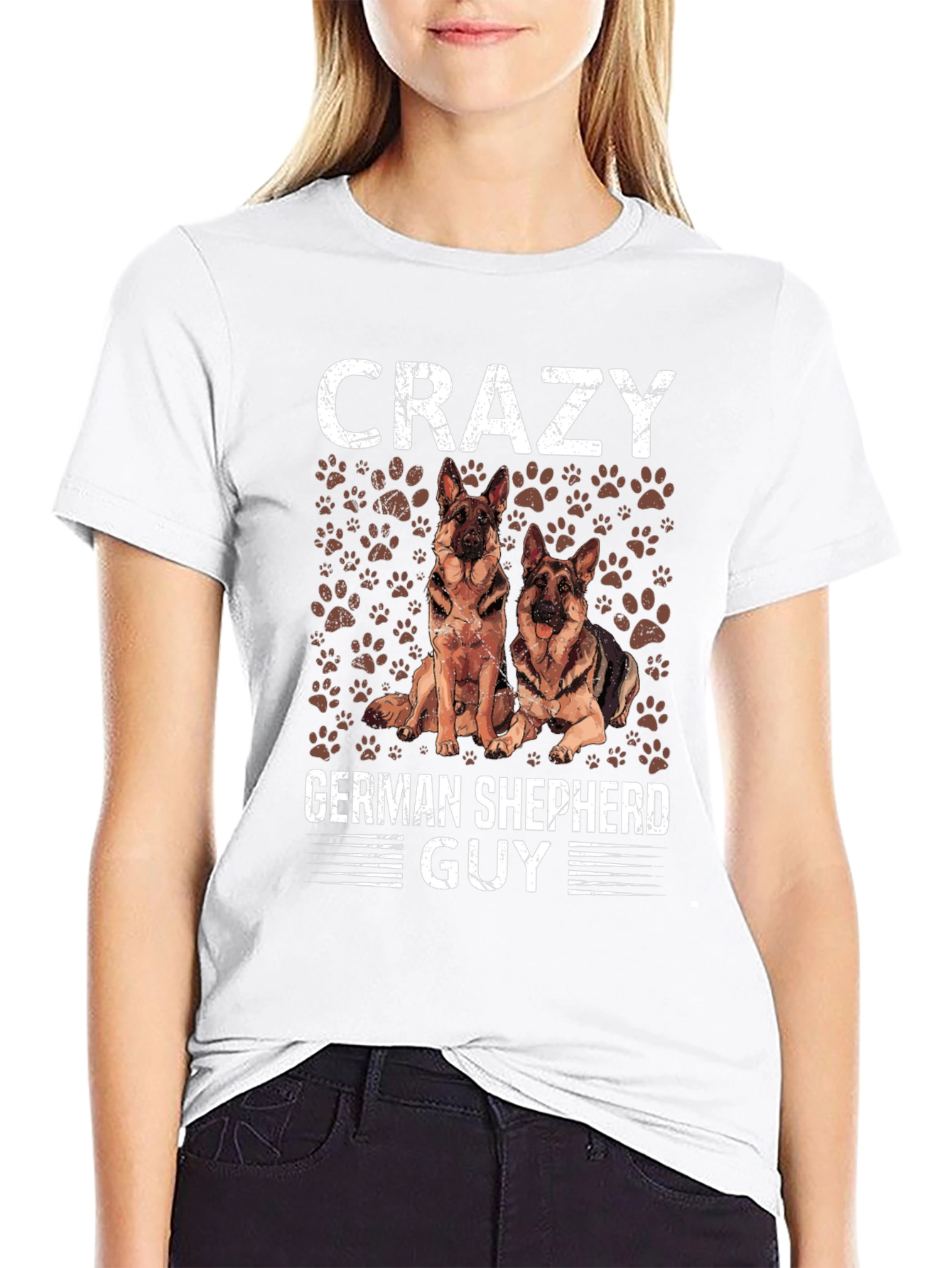 Crazy German Shepherd Guy T-Shirt - Dog Lover Tee