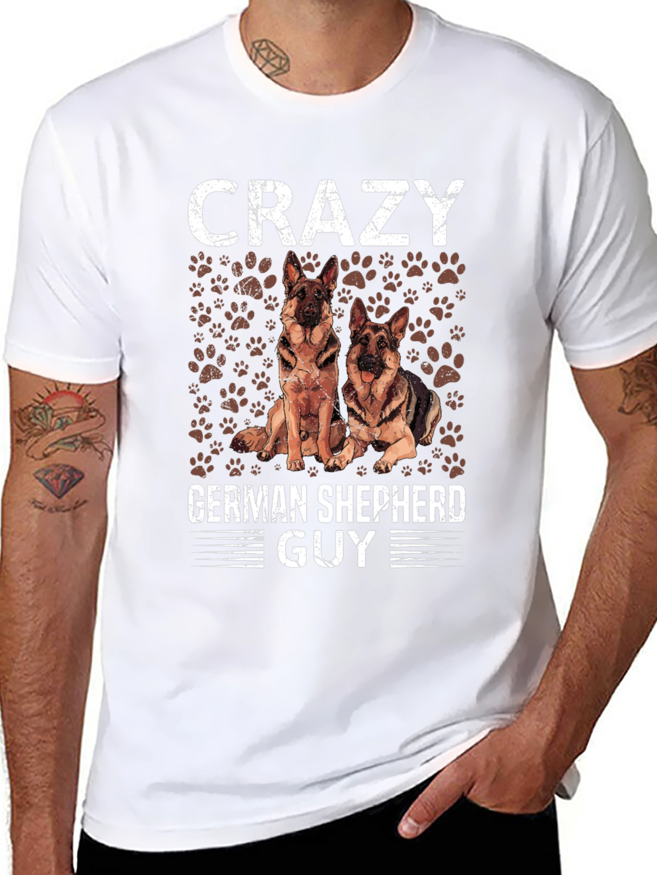 Crazy German Shepherd Guy T-Shirt - Dog Lover Tee