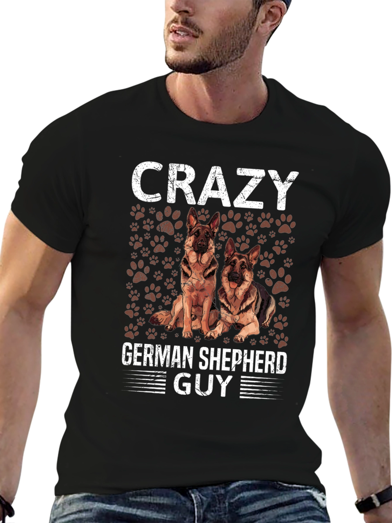 Crazy German Shepherd Guy T-Shirt - Dog Lover Tee