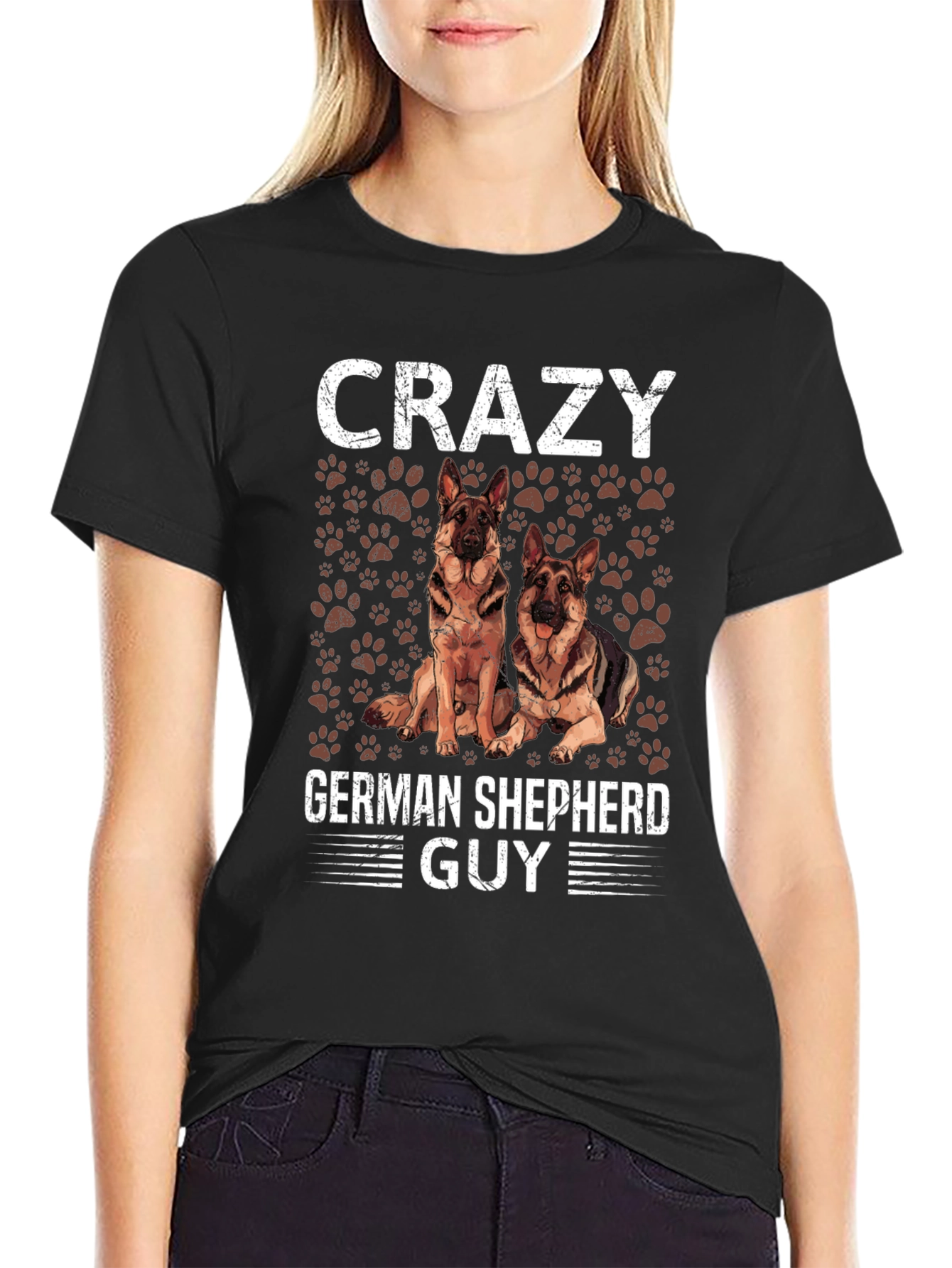 Crazy German Shepherd Guy T-Shirt - Dog Lover Tee