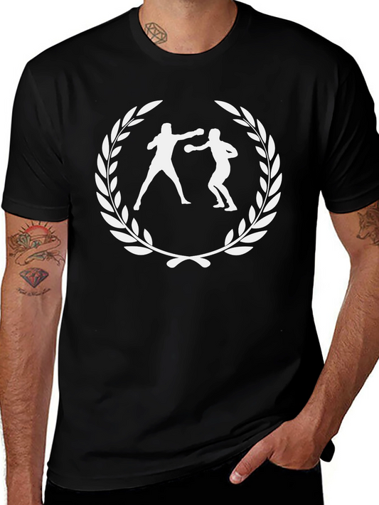 Boxing Laurel Wreath Graphic Tee - Black Cotton