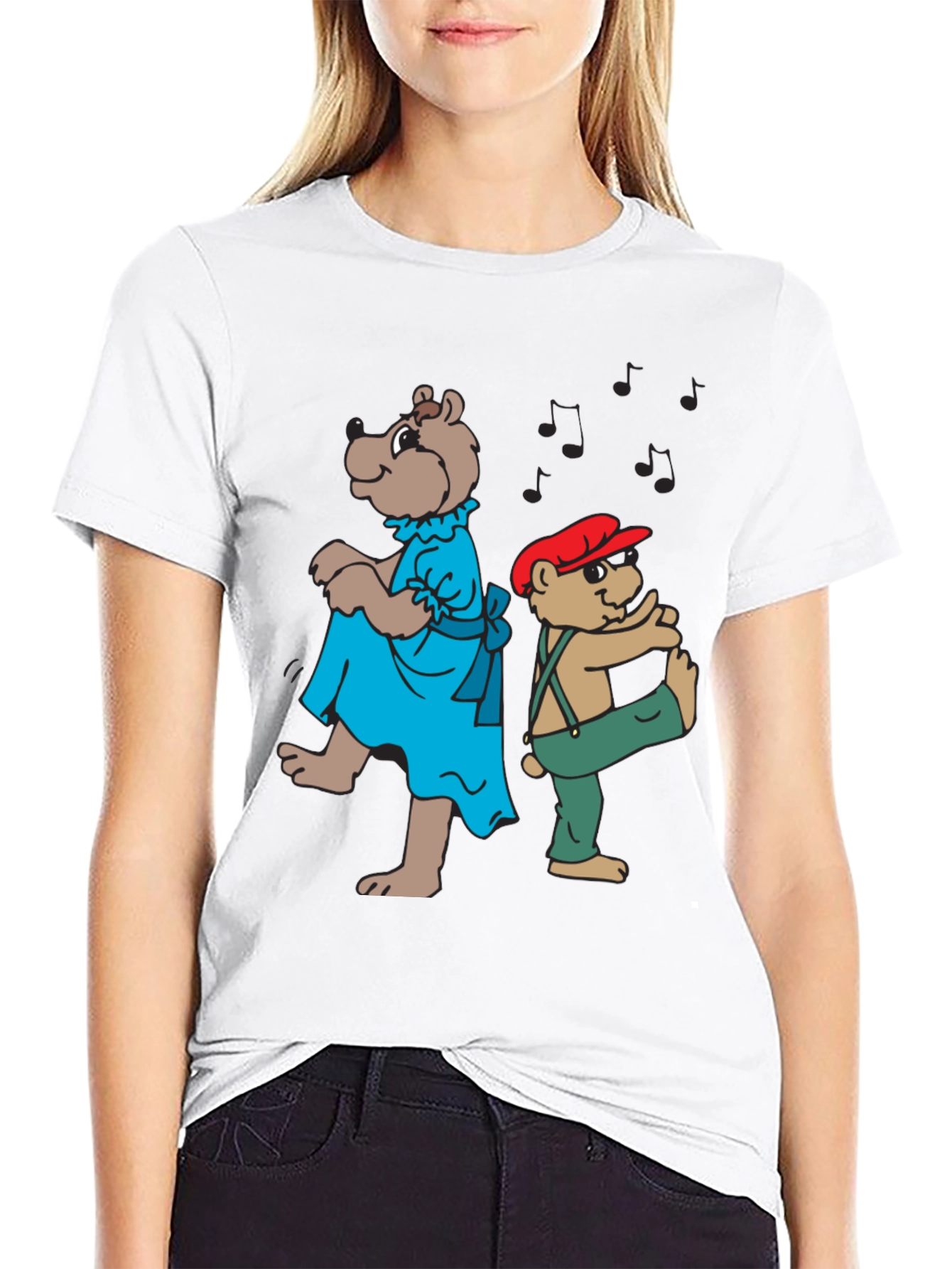 Dancing Bears Black Graphic T-Shirt