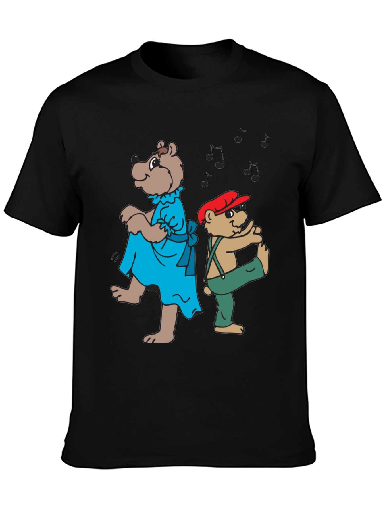Dancing Bears Black Graphic T-Shirt