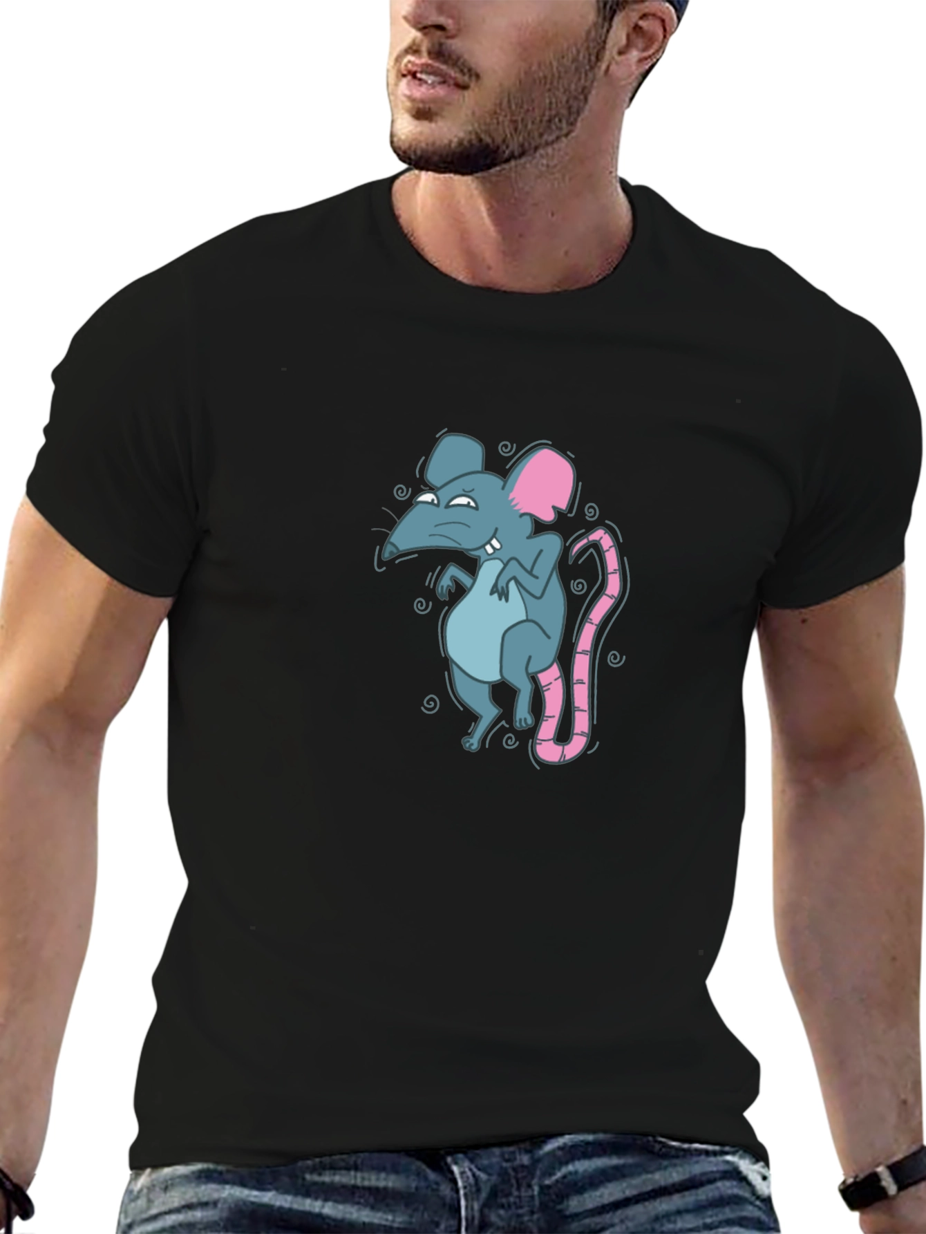 Rat Graphic Black T-Shirt for Men