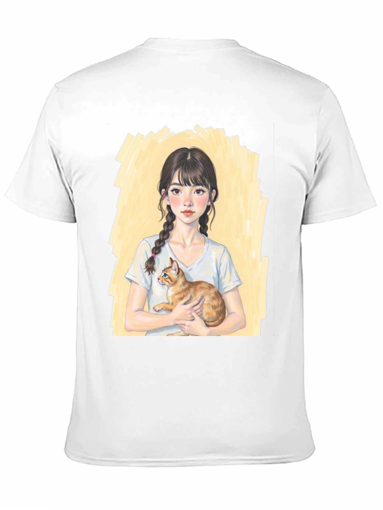 Girl with Cat T-Shirt - Cute Graphic Tee