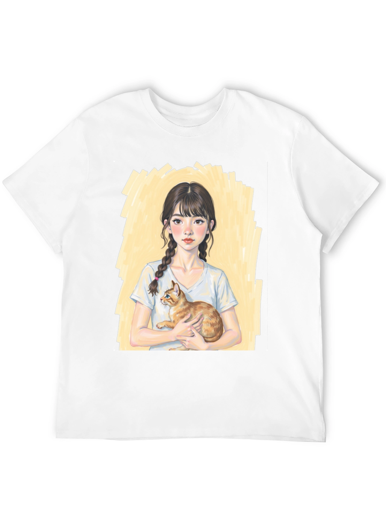 Girl with Cat T-Shirt - Cute Graphic Tee