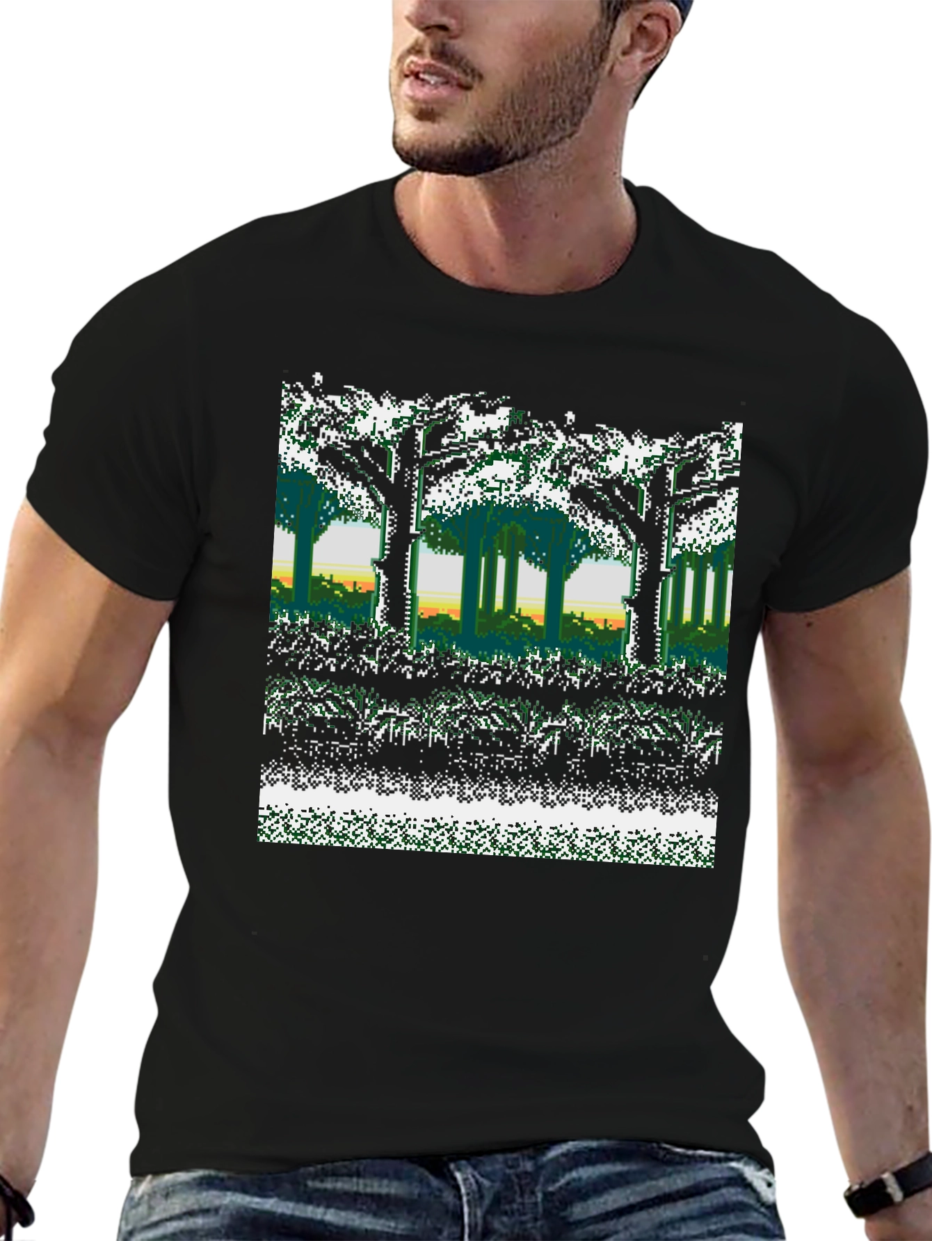8-Bit Forest Graphic T-Shirt