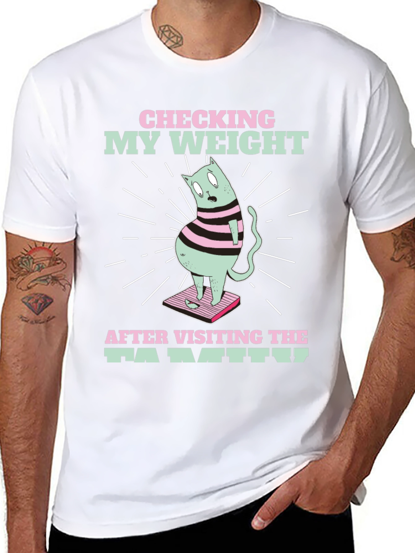 Funny Cat Weight T-Shirt - After Family Visit Tee