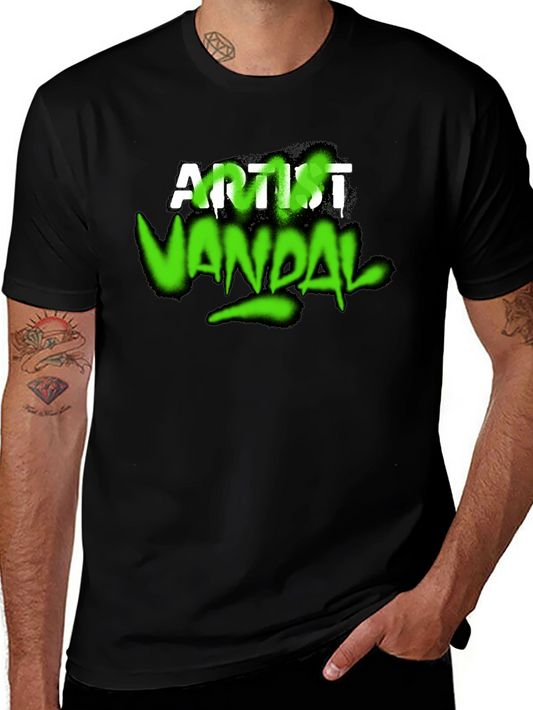 Artist Vandal Graphic T-Shirt - Black Crew Neck Tee