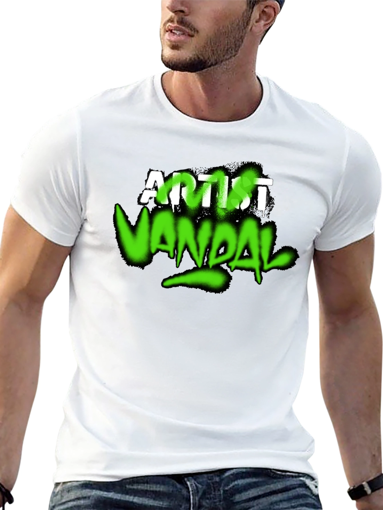 Artist Vandal Graphic T-Shirt - Black Crew Neck Tee