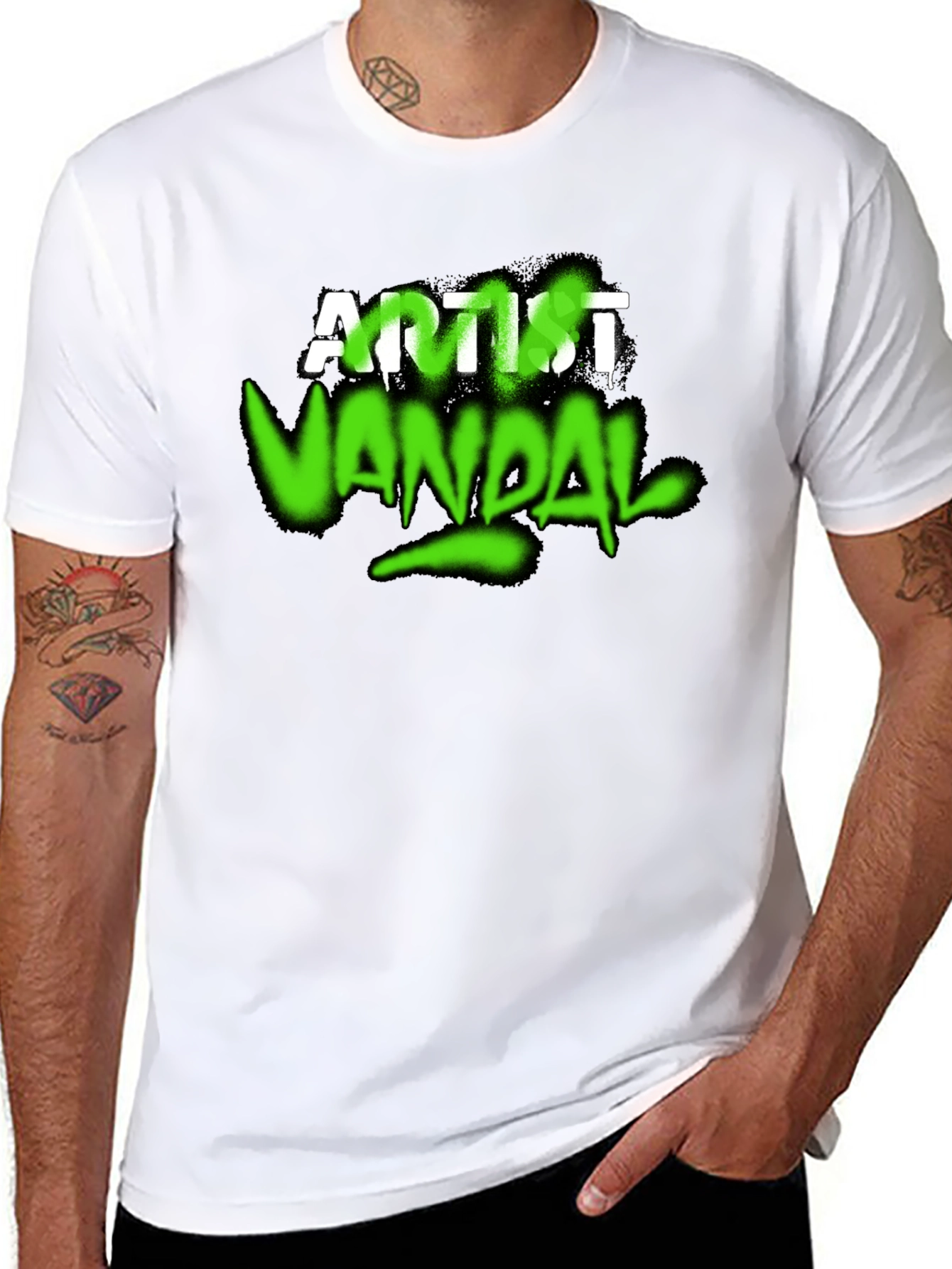 Artist Vandal Graphic T-Shirt - Black Crew Neck Tee