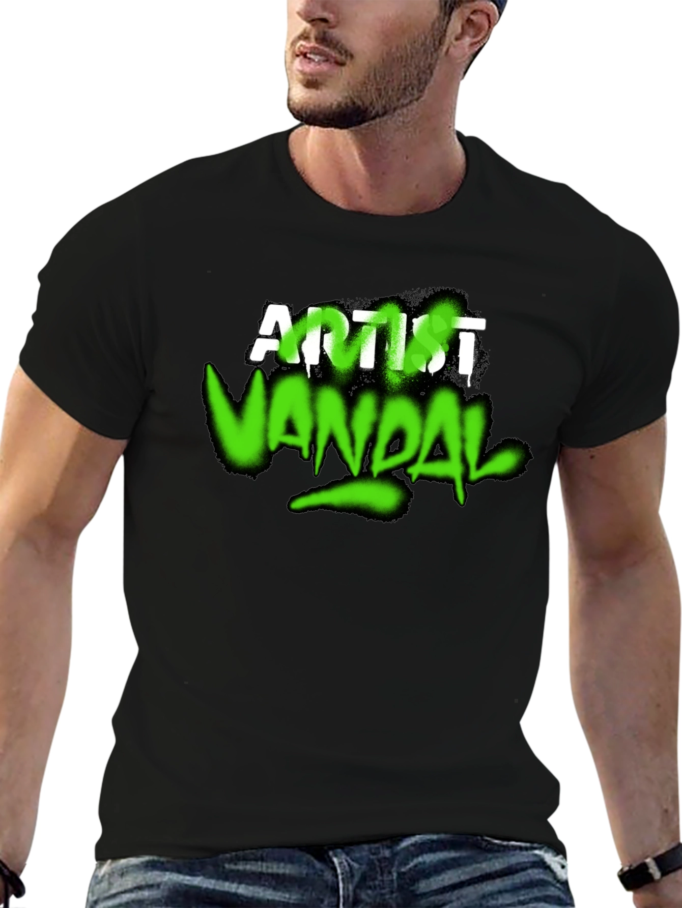 Artist Vandal Graphic T-Shirt - Black Crew Neck Tee