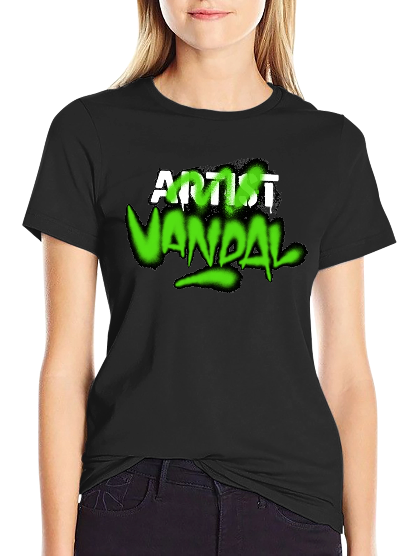 Artist Vandal Graphic T-Shirt - Black Crew Neck Tee