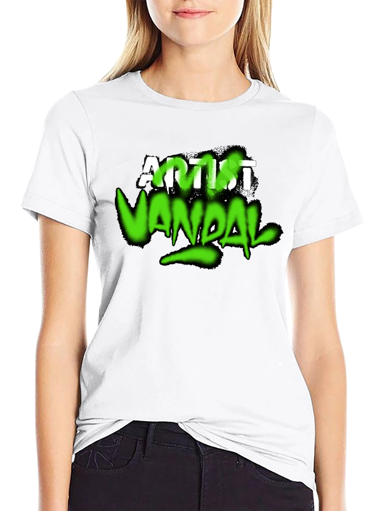 Artist Vandal Graphic T-Shirt - Black Crew Neck Tee